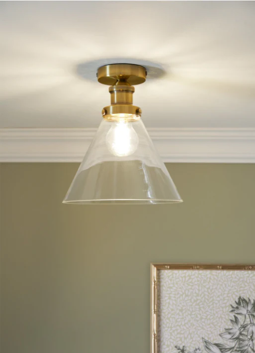 Isaac Semi-Flush Antique Brass and Glass - Image 4