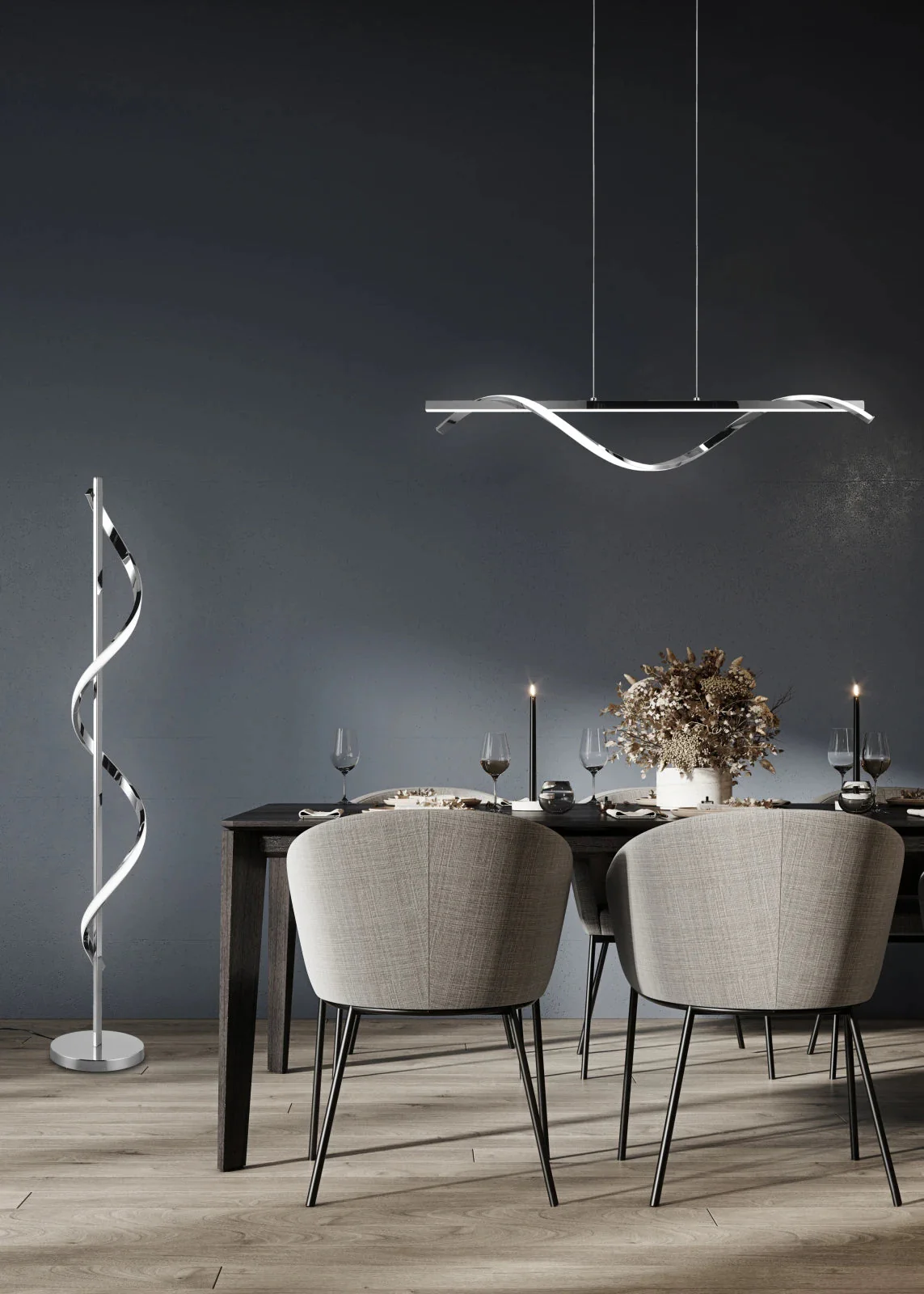 Isabel Modern LED Floor Lamp - Chrome - Image 2