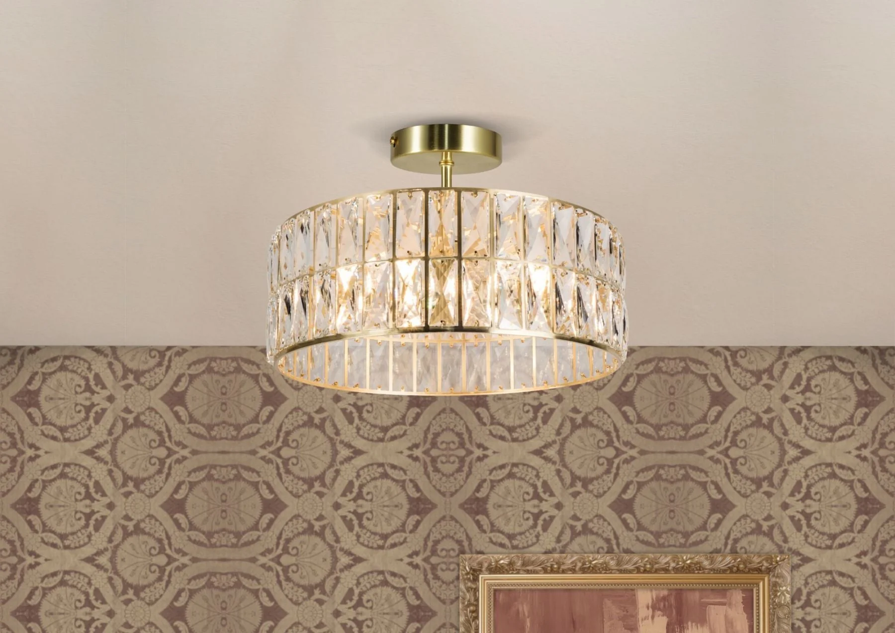 Haley 4/6 Light IP44 - Polished Chrome/Satin Brass Bathroom Crystal Ceiling Light - Image 5
