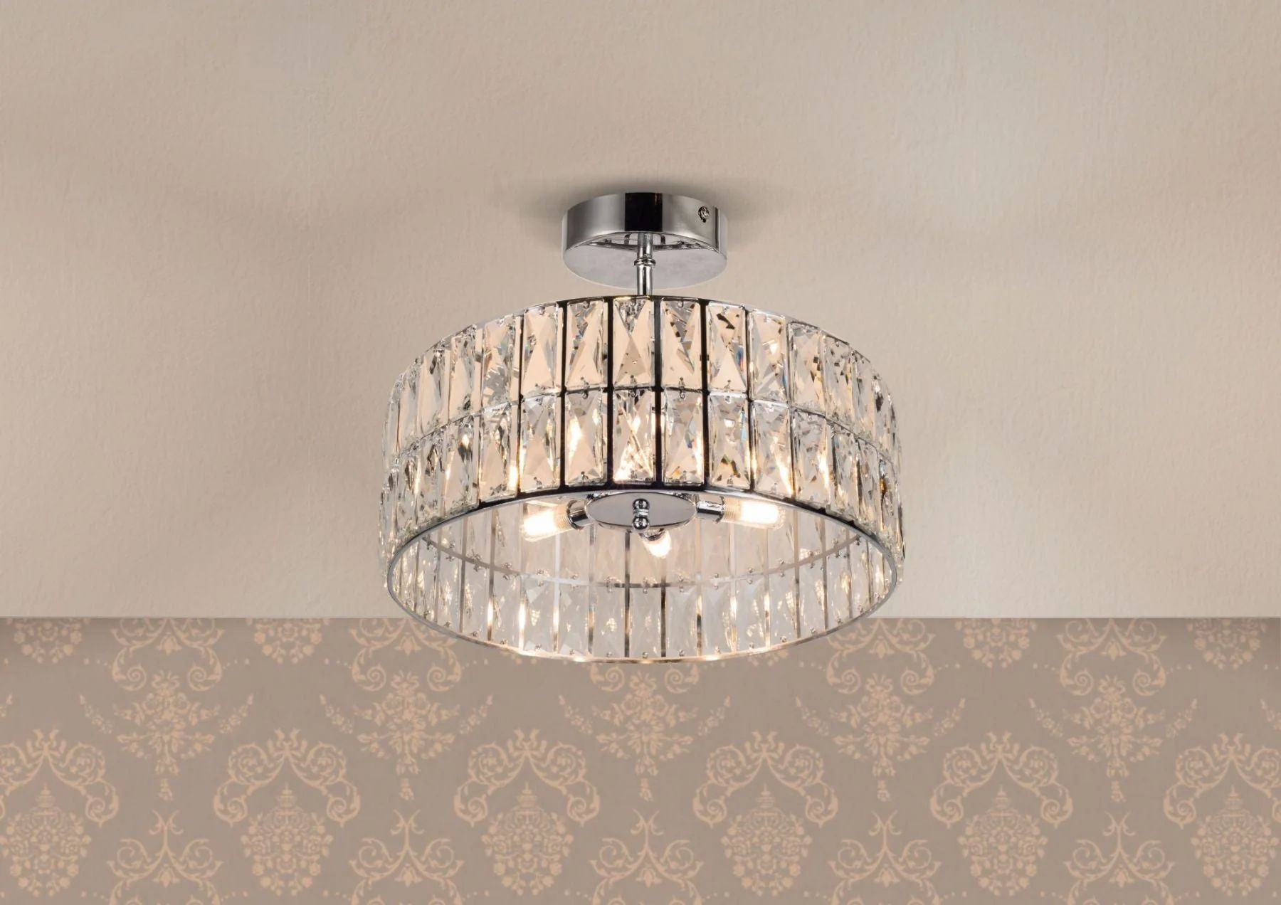 Haley 4/6 Light IP44 - Polished Chrome/Satin Brass Bathroom Crystal Ceiling Light - Image 8