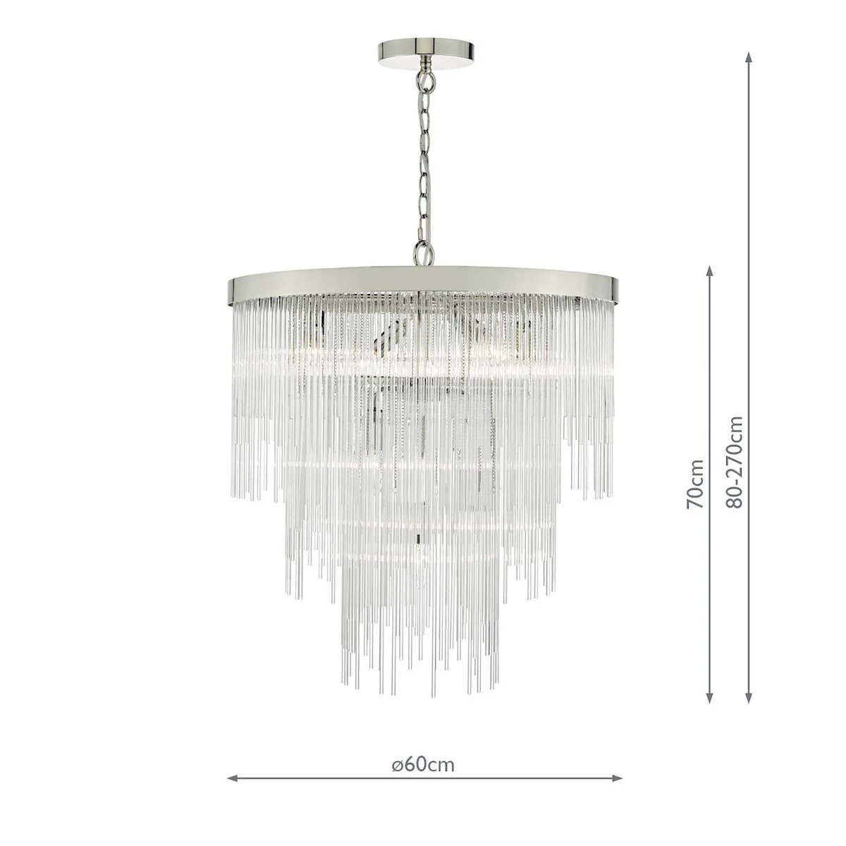 Isla 7lt Pendant Polished Chrome & Clear Glass Rods - Image 3
