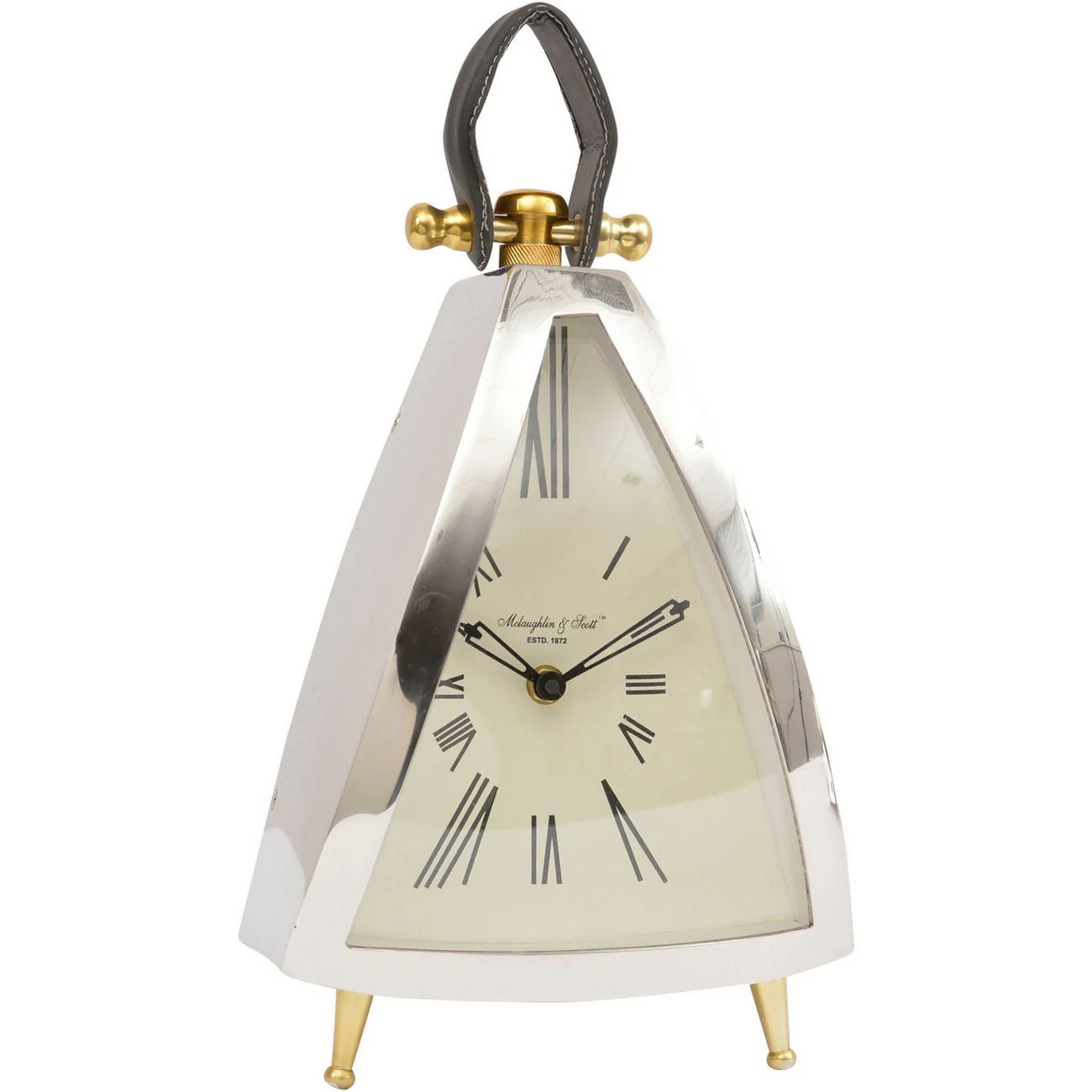 Isosceles Small/Large Curved Front Mantel Clock - Nickel Finish - Image 3