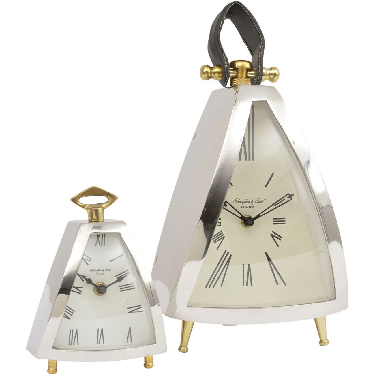Isosceles Small/Large Curved Front Mantel Clock - Nickel Finish - Image 5