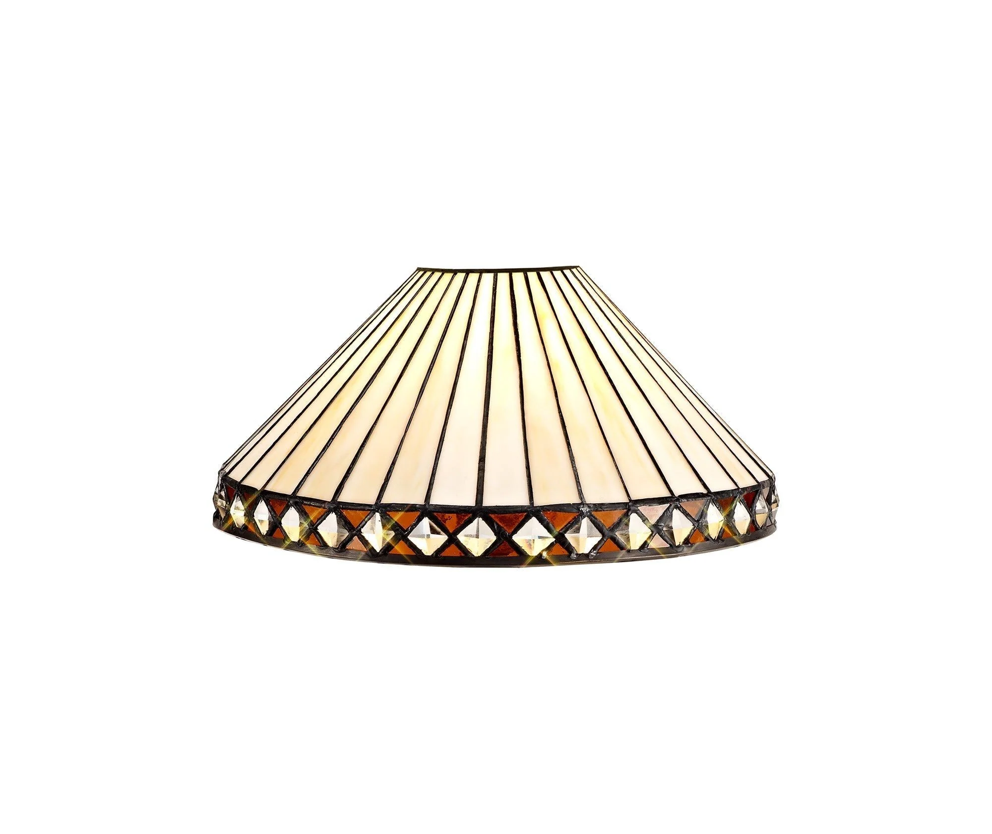 Tiffy 1 Light Uplighter Pendant E27 With 30cm Tiffany Shade, Amber/Cream/Crystal/Black - Image 4