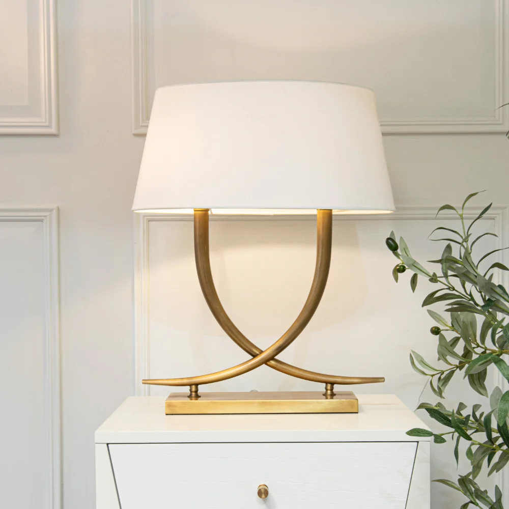 Iva Table Lamp - Brass & Cream - Image 2