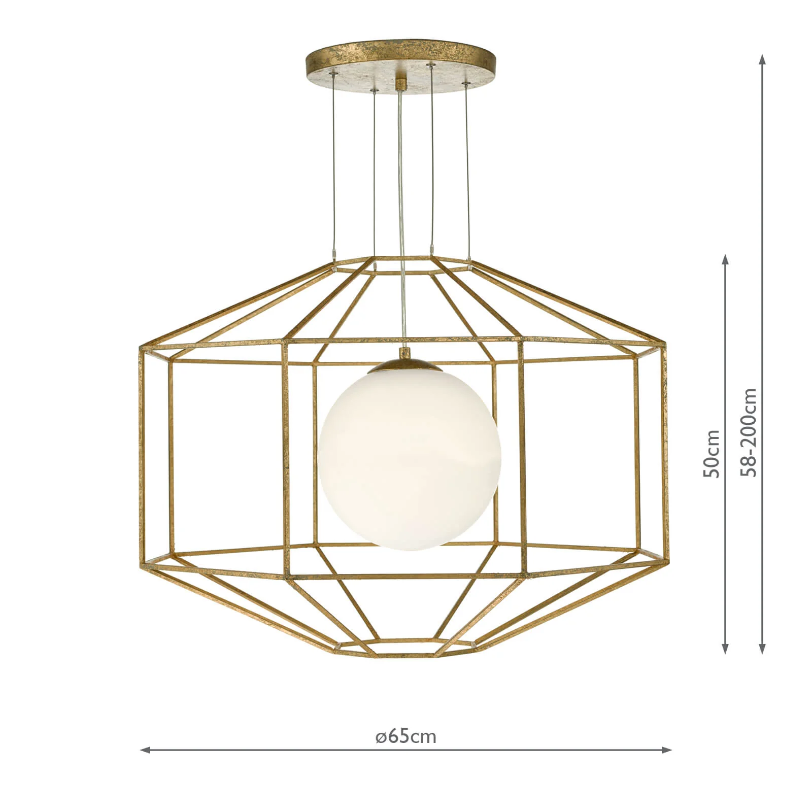 Izmir 1 Light Fitting Hexagonal Old Gold Frame Opal Glass - Image 6