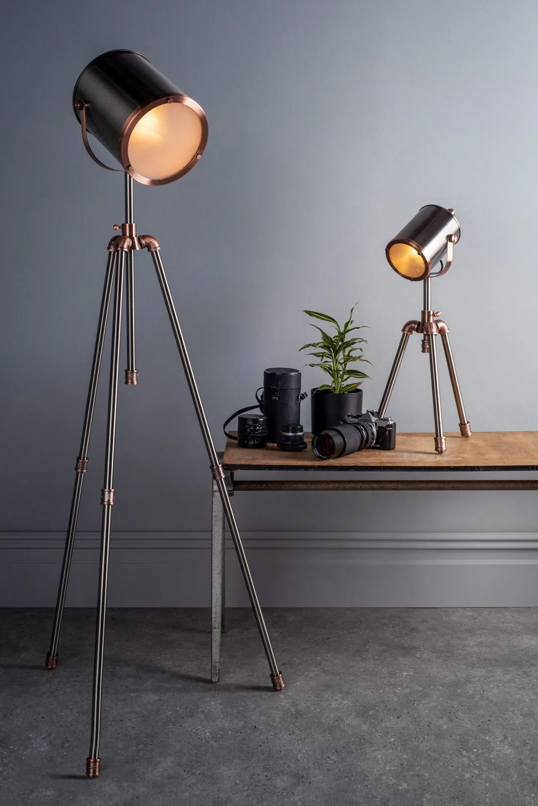 Jake Task Floor Lamp Antique Silver And Copper E27 - Image 3