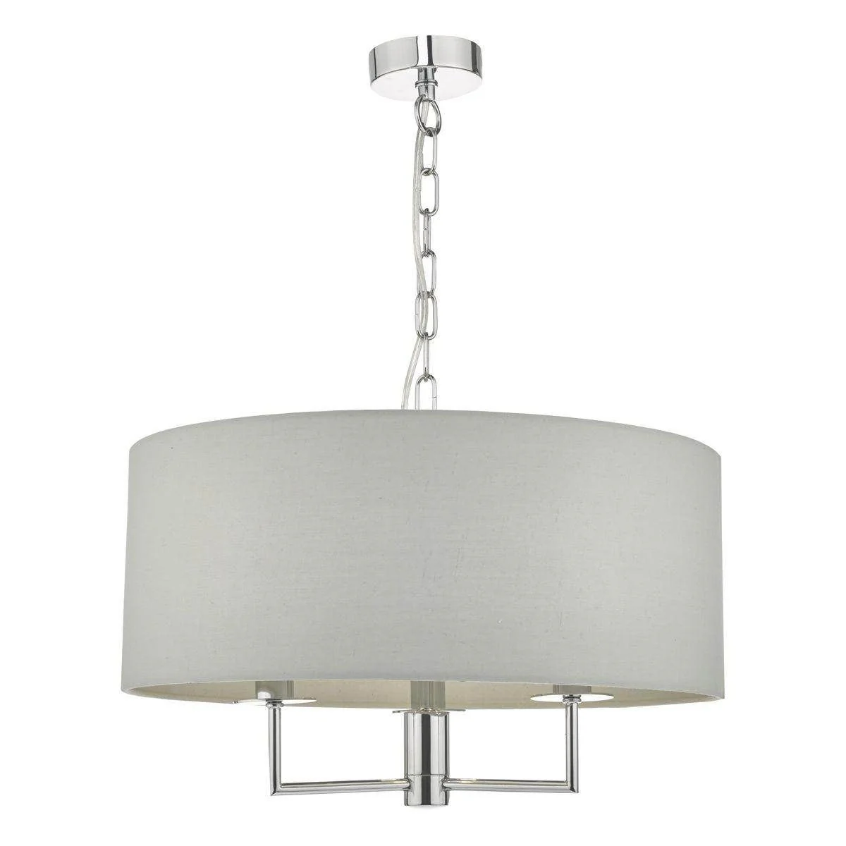Jamelia 3/5 Arm Hanging Shade Ceiling Lights - Antique Brass & Taupe Shade/ Polished Chrome & Grey Finish - Image 5