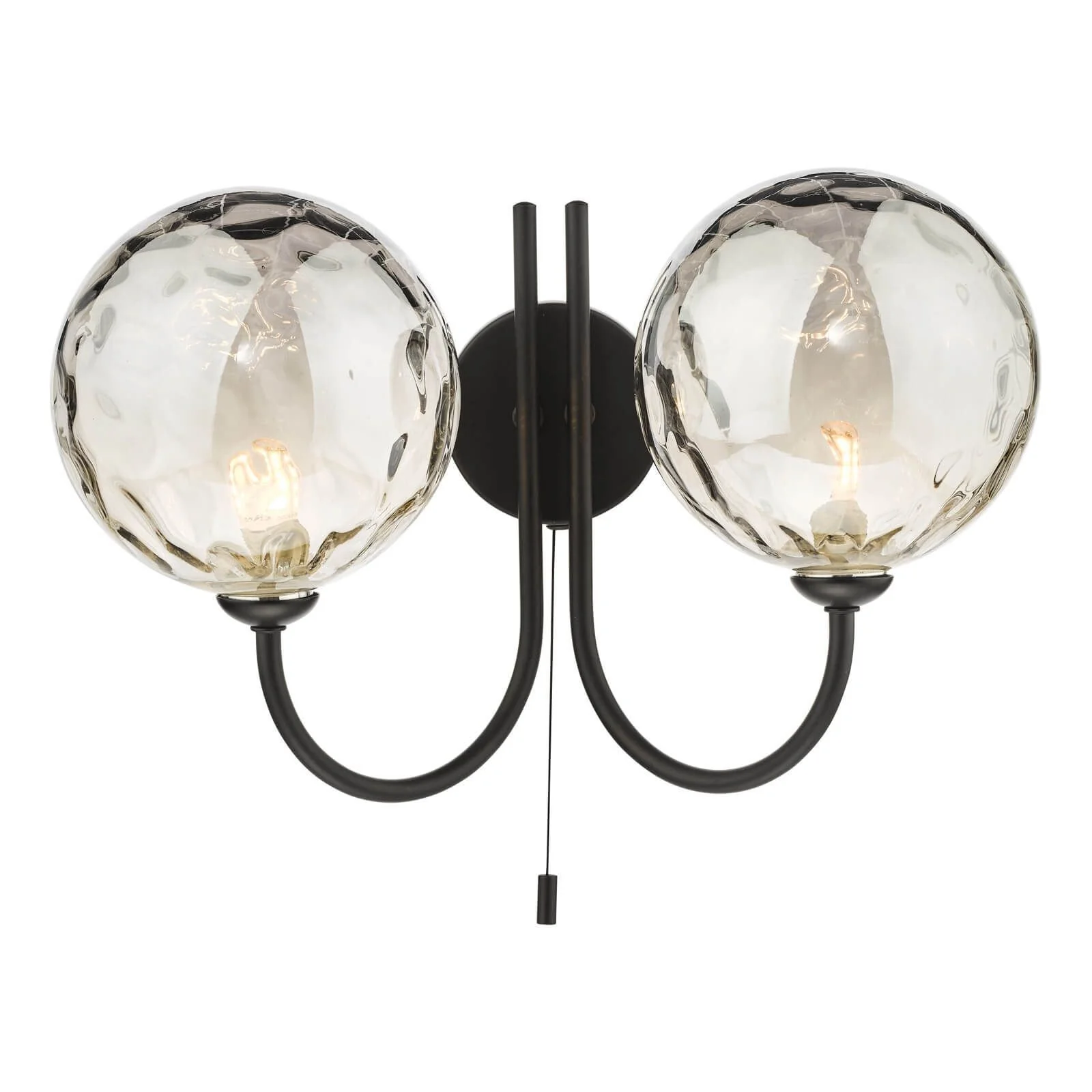 Jared 2 Light Wall Light Polished Matt Black Clear/Matt Black Smoked  Dimpled Glass - Image 2