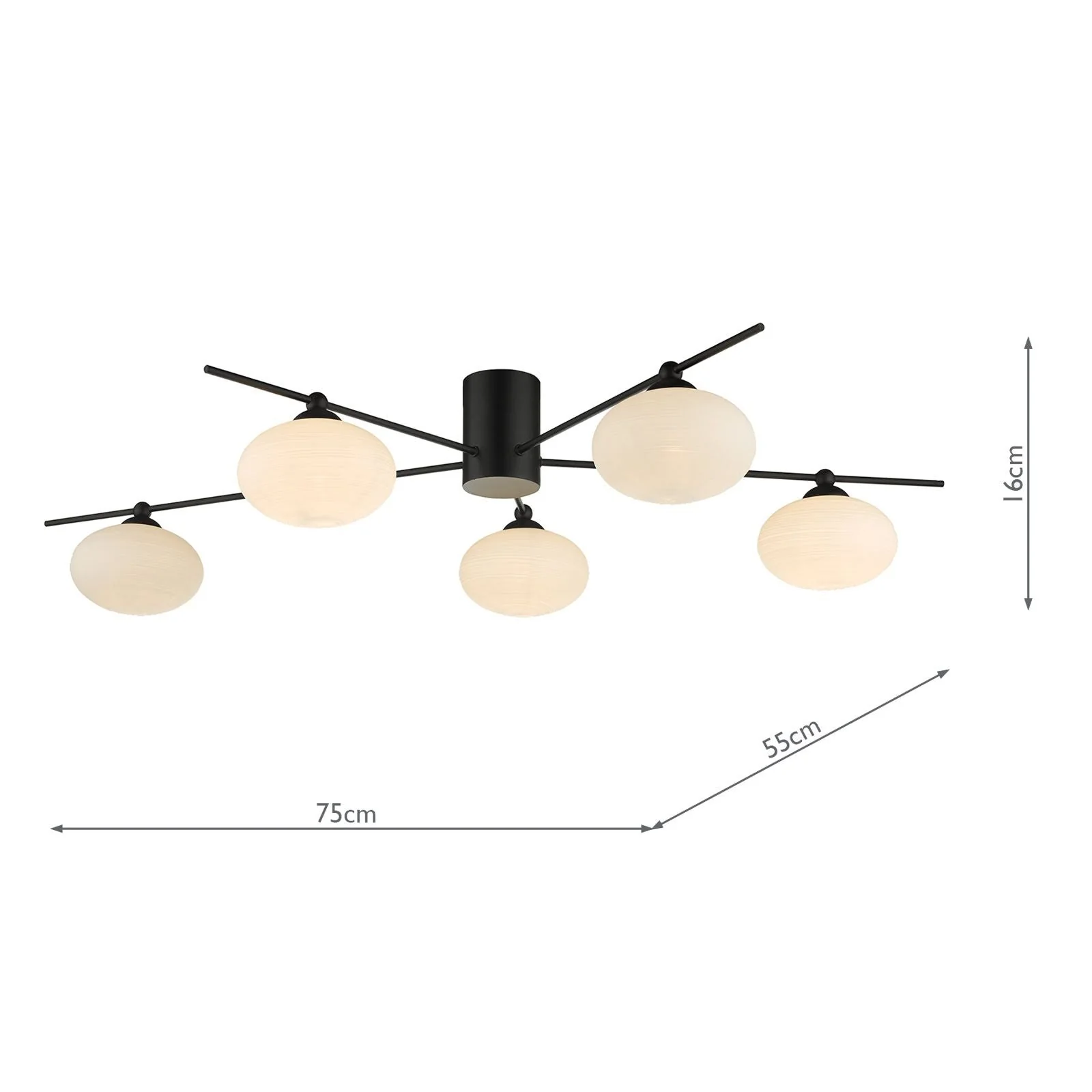 Jasper 5 Light Semi Flush Black - Image 7