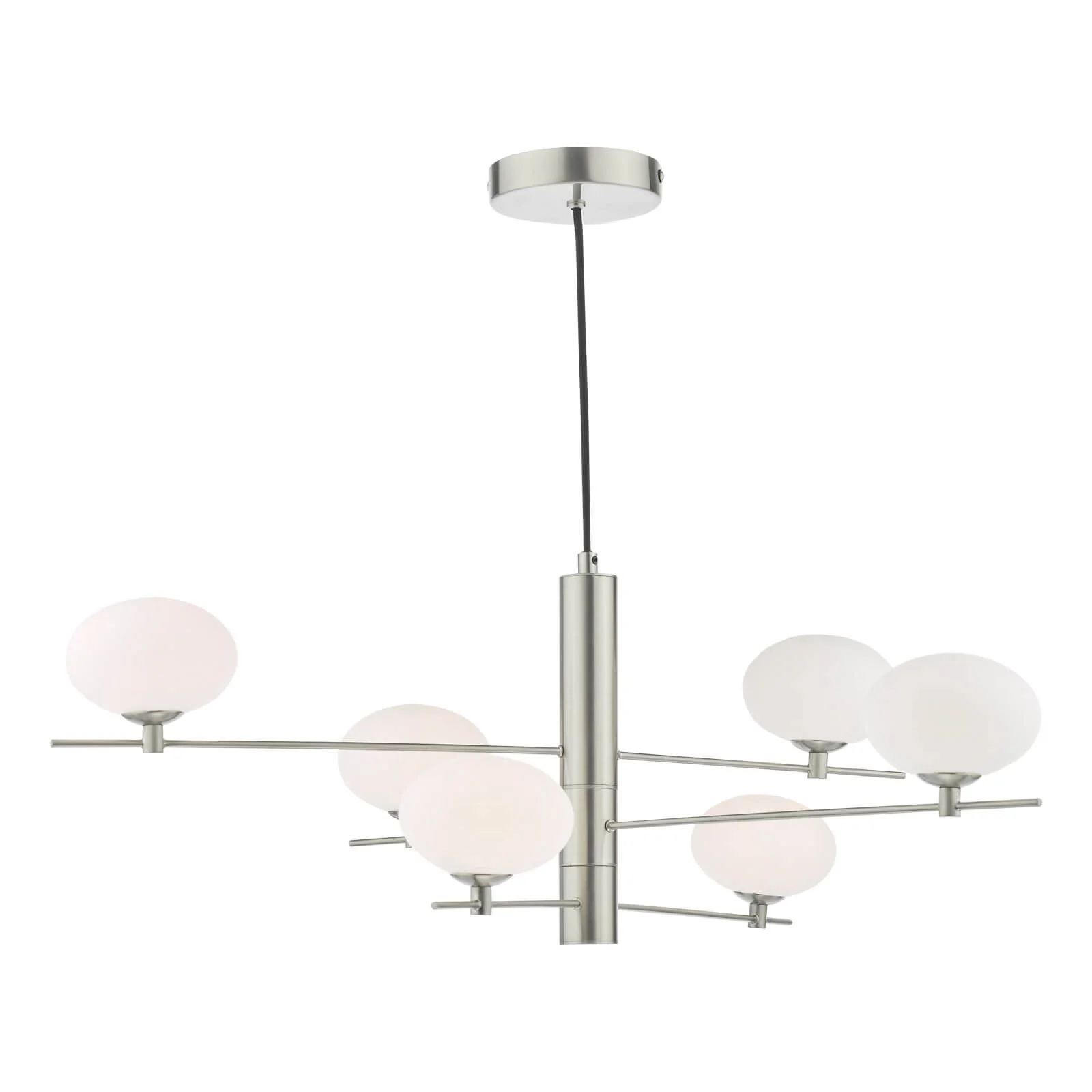 Jasper 6 Light Pendant Satin Nickel/Satin Gold and Opal Glass - Image 2