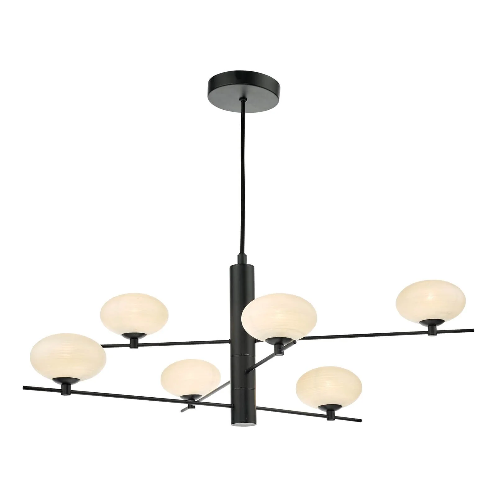 Jasper 6 Light Pendant Satin Nickel/Satin Gold and Opal Glass - Image 3