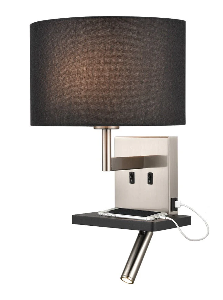 Jaye Reading Wall Bracket with USB/LED E27 + LED 
Satin Nickel - Image 10