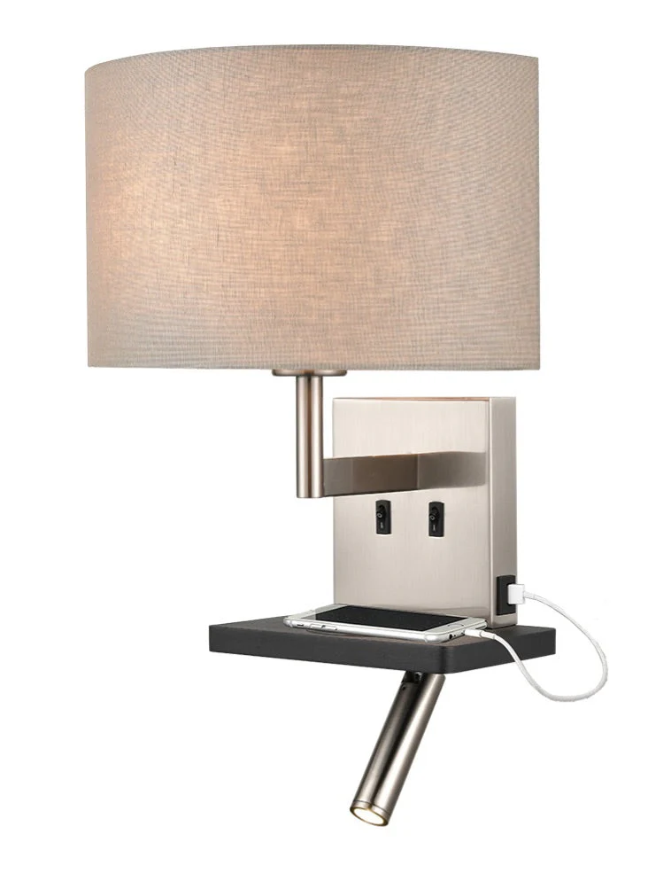 Jaye Reading Wall Bracket with USB/LED E27 + LED 
Satin Nickel - Image 11
