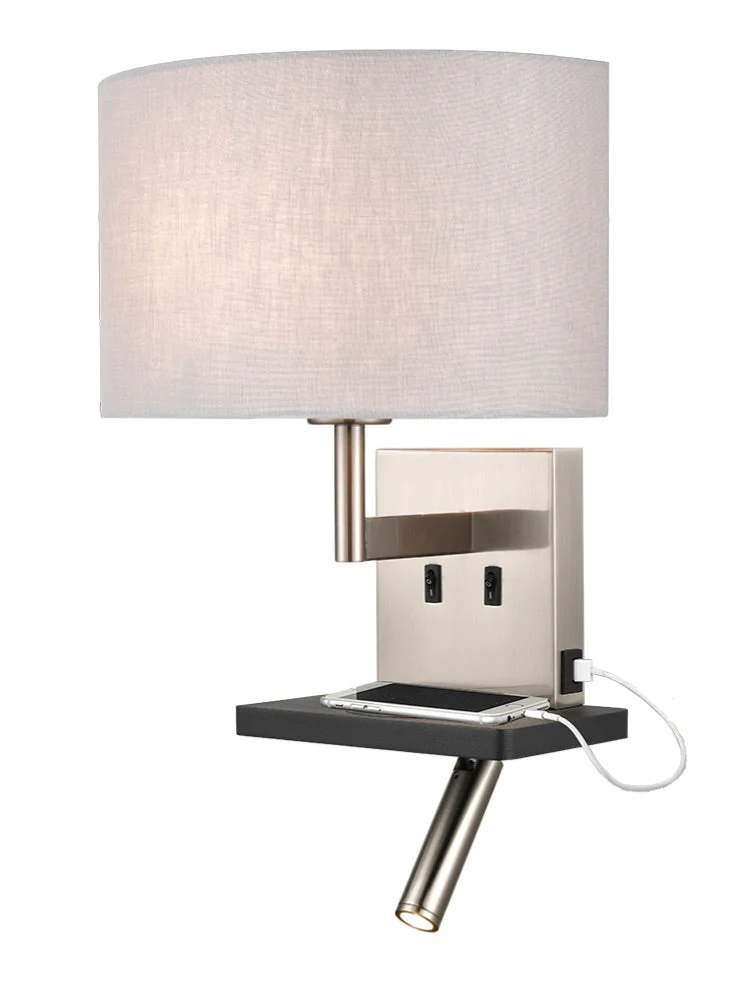 Jaye Reading Wall Bracket with USB/LED E27 + LED 
Satin Nickel - Image 12