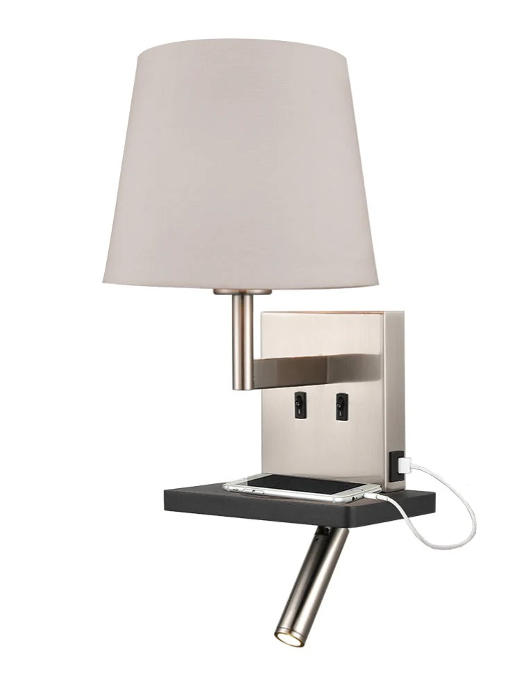 Jaye Reading Wall Bracket with USB/LED E27 + LED 
Satin Nickel - Image 4
