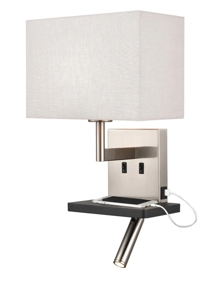 Jaye Reading Wall Bracket with USB/LED E27 + LED 
Satin Nickel - Image 5