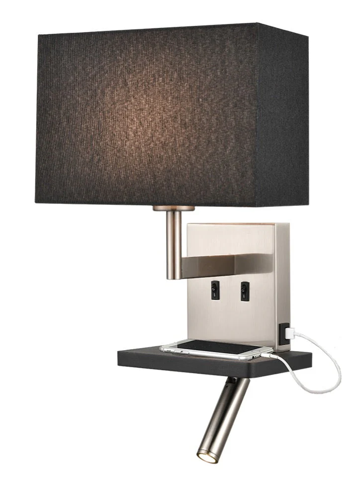Jaye Reading Wall Bracket with USB/LED E27 + LED 
Satin Nickel - Image 6
