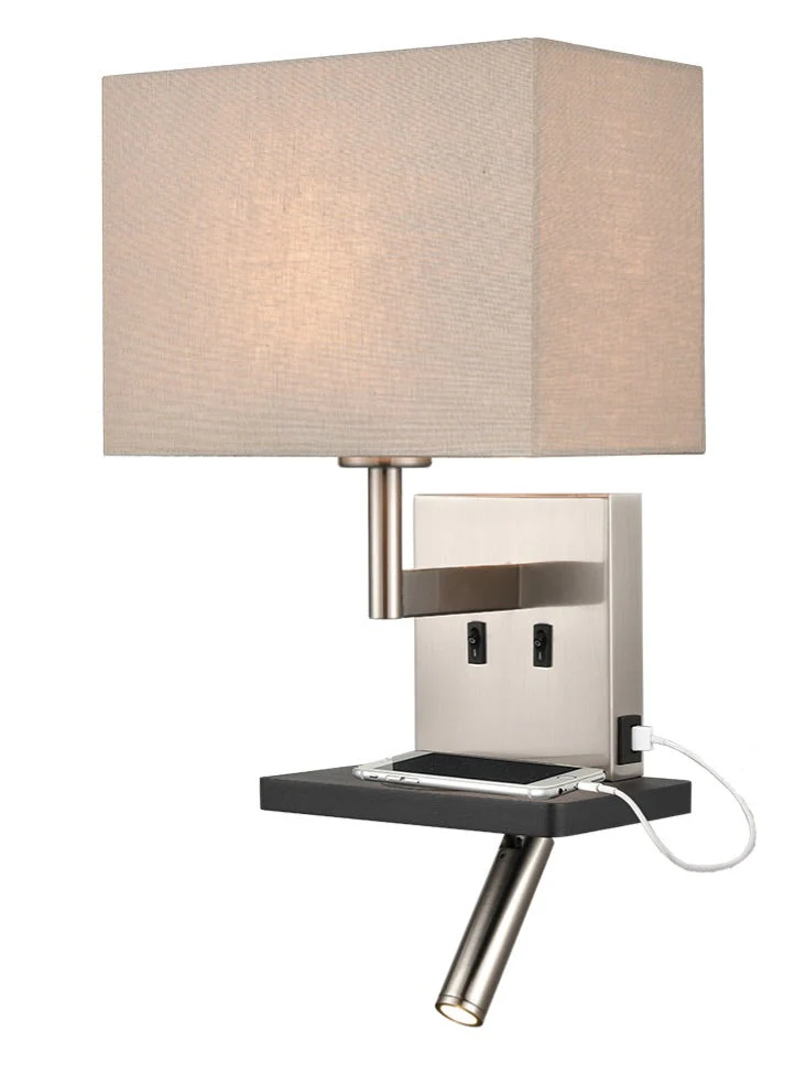 Jaye Reading Wall Bracket with USB/LED E27 + LED 
Satin Nickel - Image 7