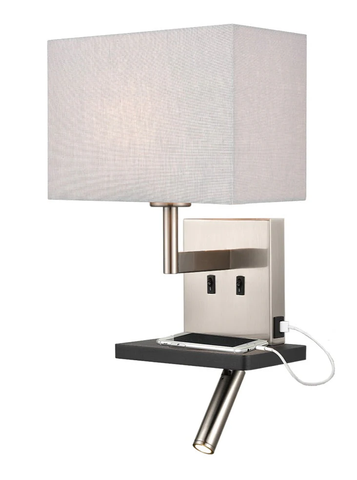 Jaye Reading Wall Bracket with USB/LED E27 + LED 
Satin Nickel - Image 8