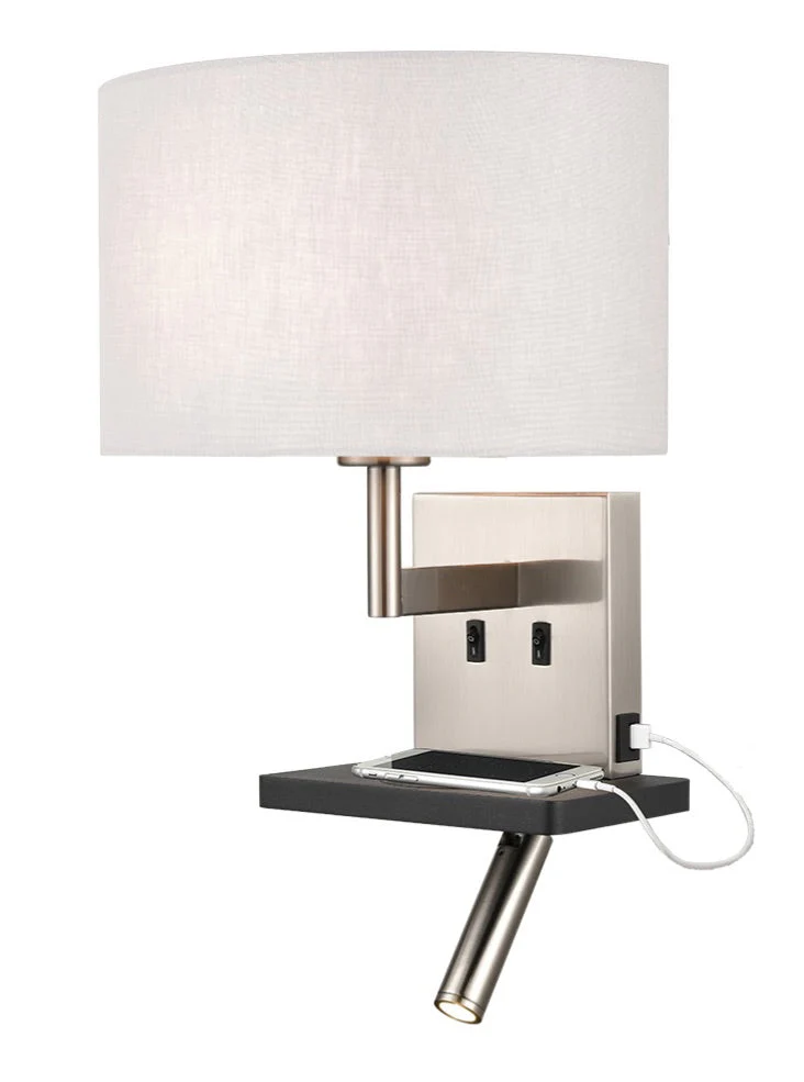 Jaye Reading Wall Bracket with USB/LED E27 + LED 
Satin Nickel - Image 9