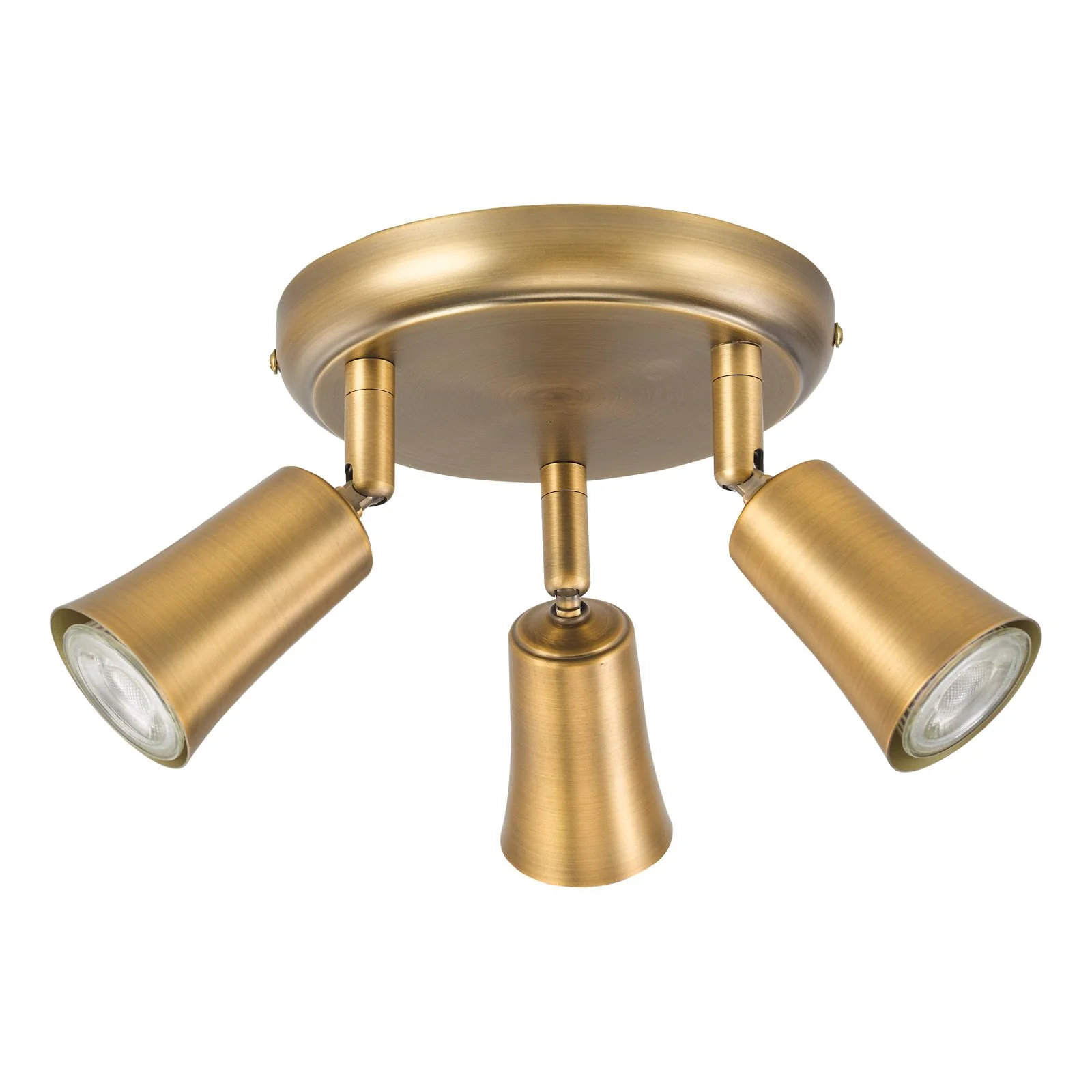 Jedrek 3 Light Single Spotlight- Aged Brass - Image 2