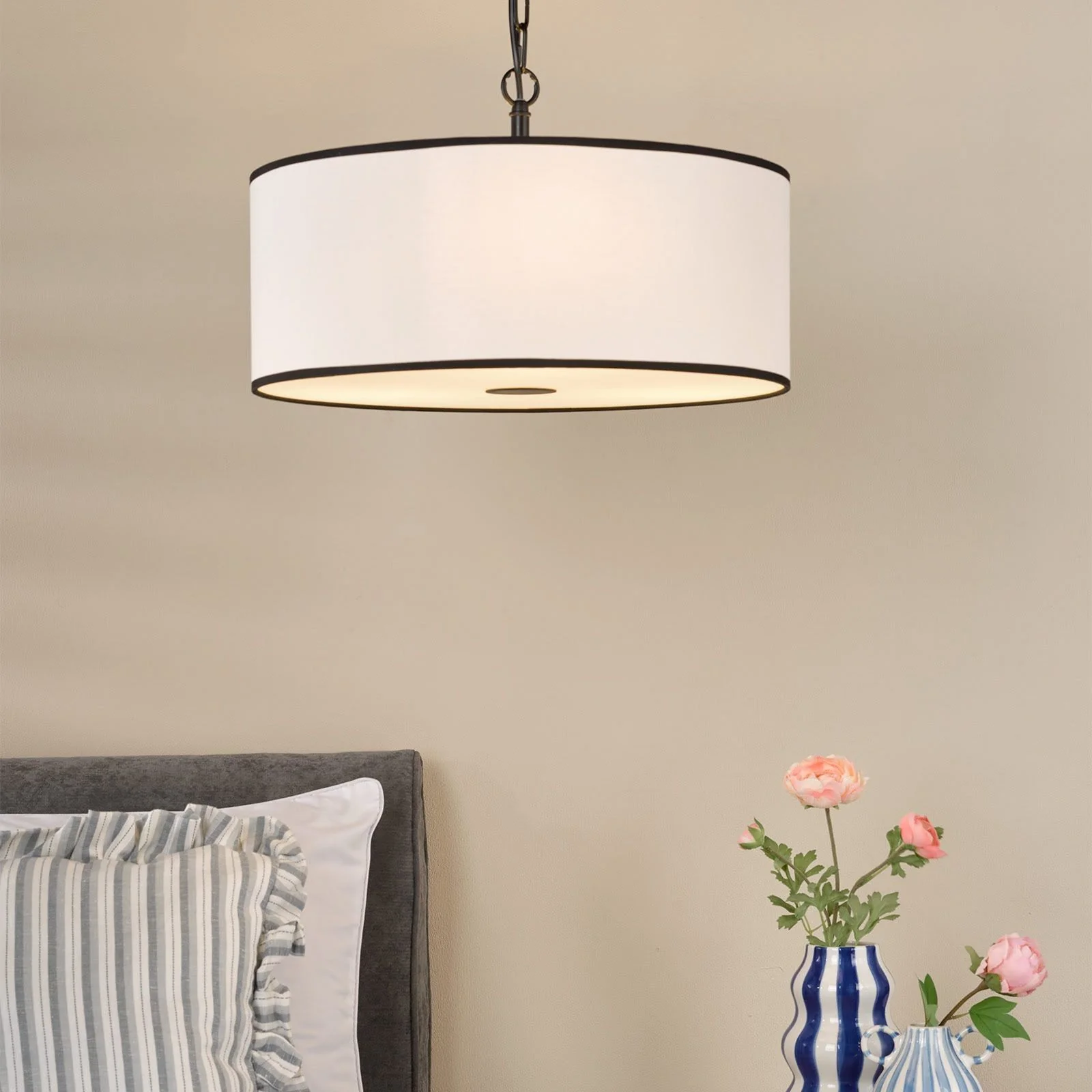 Jemima 3 Light Pendant - White and Matt Black With Shade - Image 4
