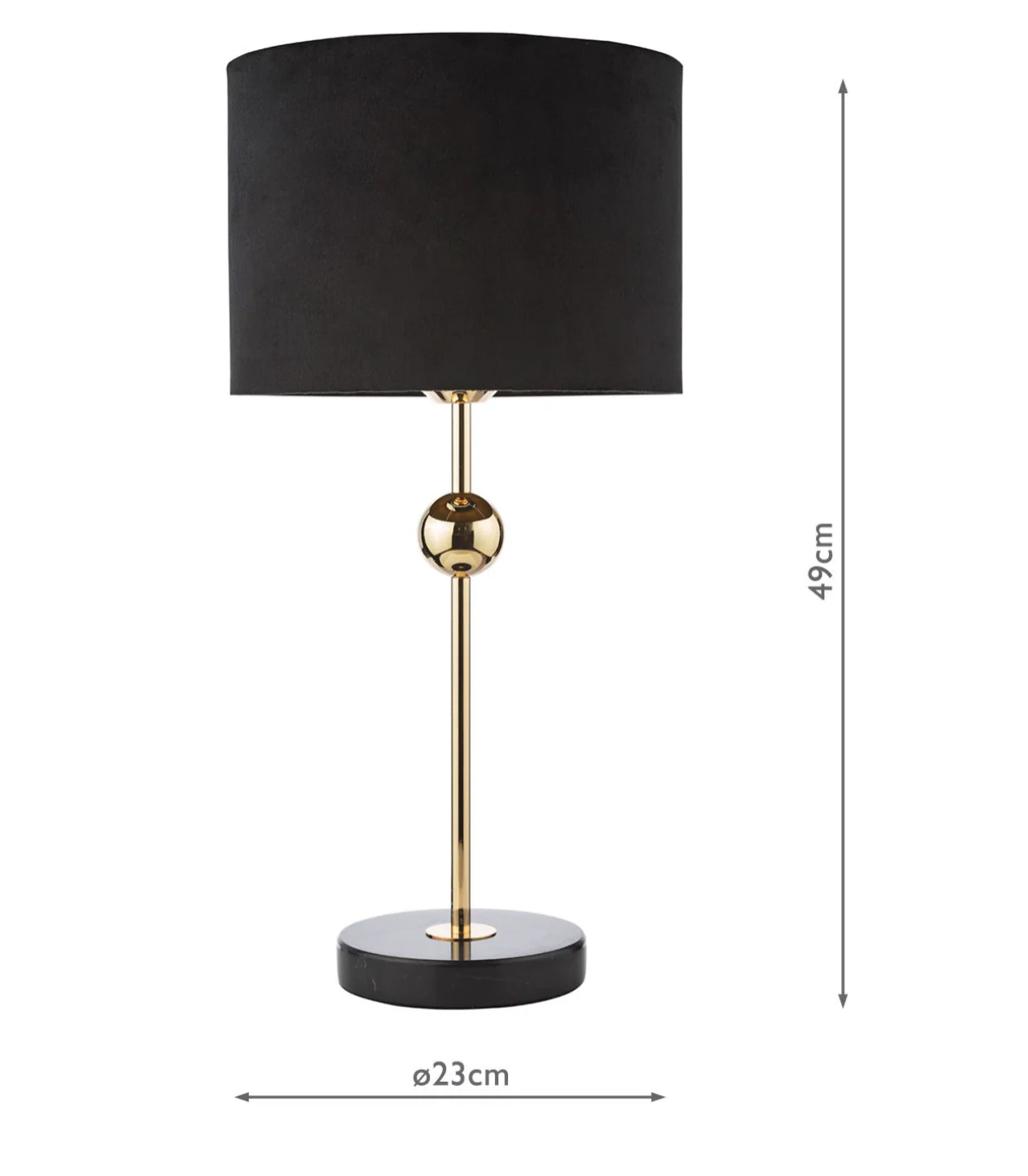 Jillian Table Lamp Marble and Polished Gold With Shade - Image 2