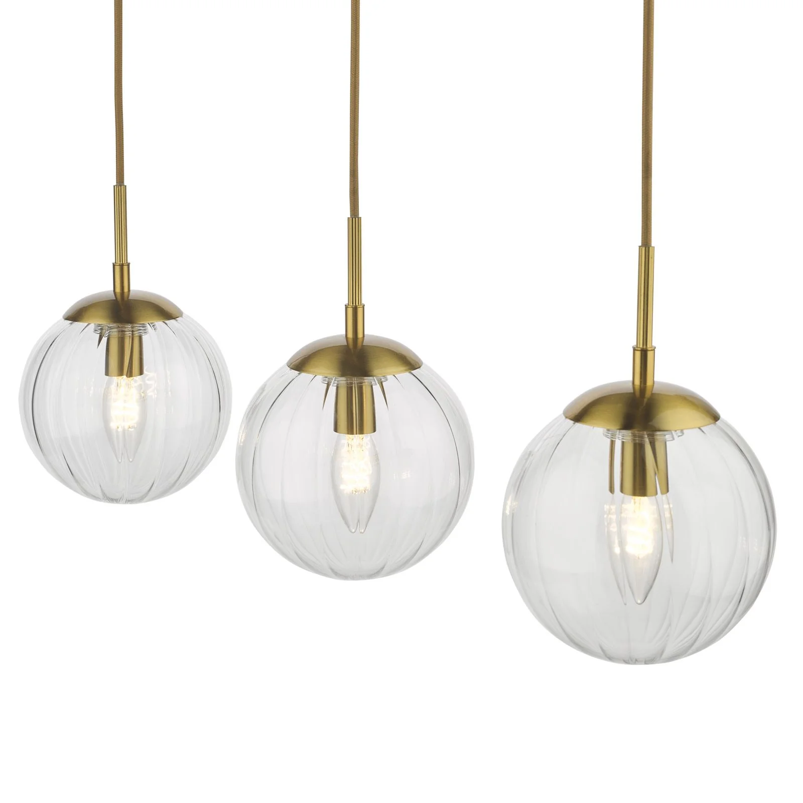 Jocelyn 3 Light Bar Pendant Light- Natural Brass and Glass - Image 4
