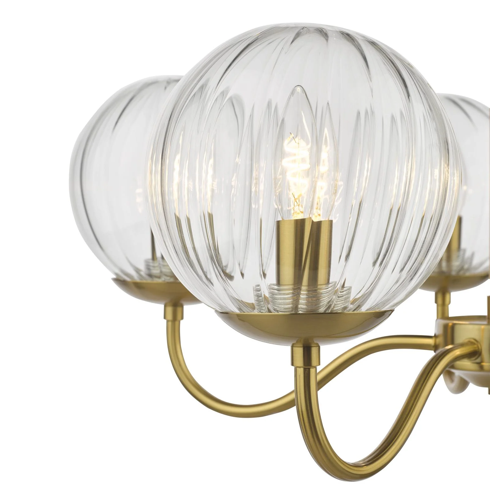 Jocelyn 5 Light Armed Pendant Light - Natural Brass and Glass - Image 3
