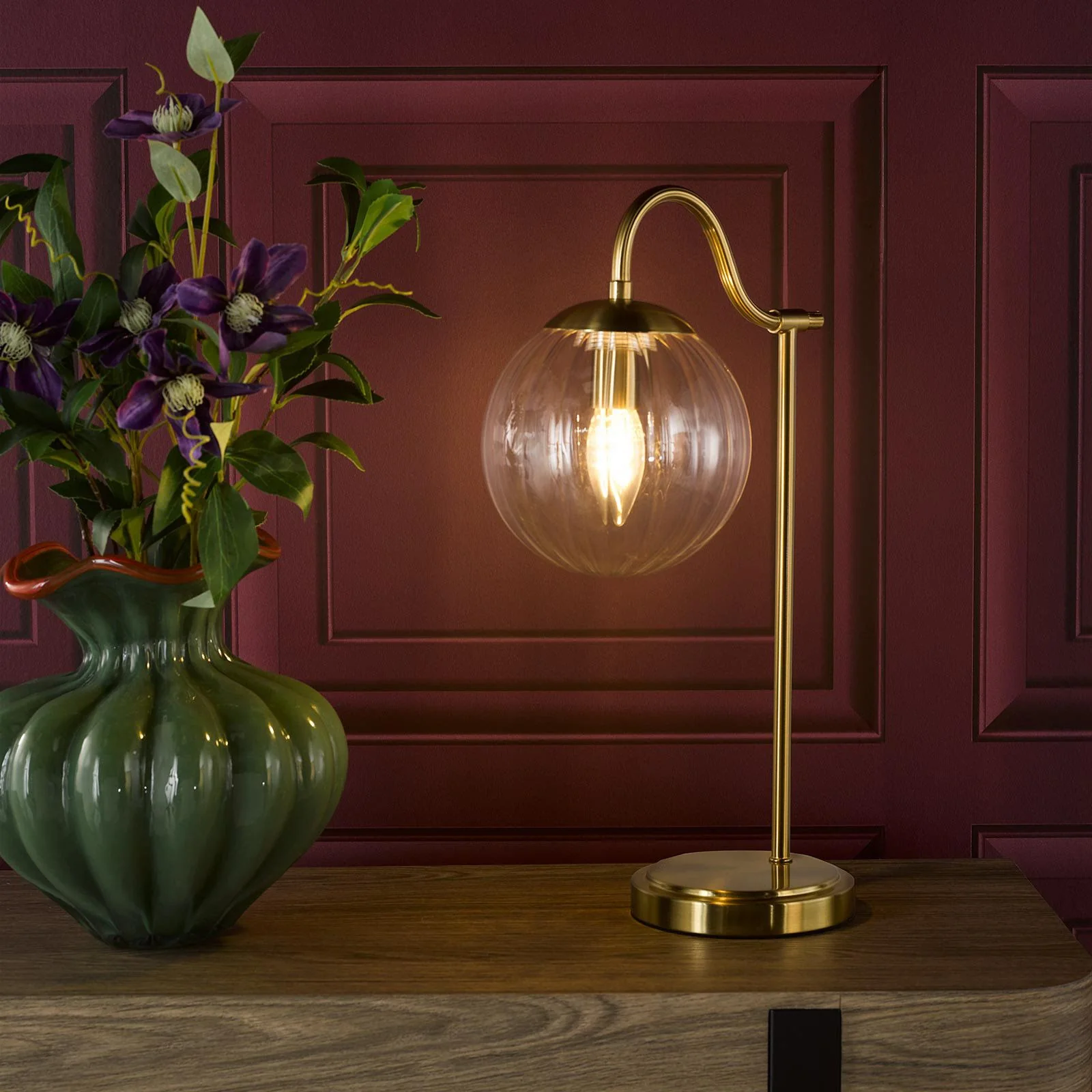 Jocelyn Table Lamp- Natural Brass and Glass - Image 4