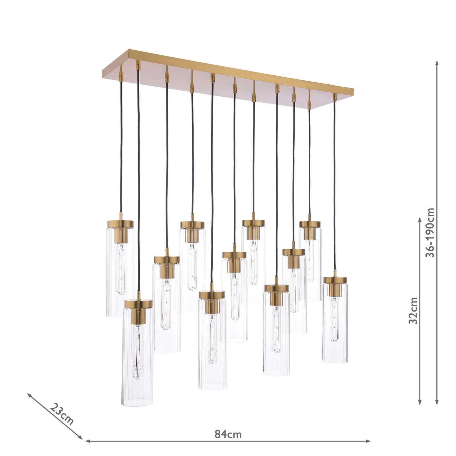 Jodelle 11 Light Bar Pendant Polished Bronze and Glass - Image 5