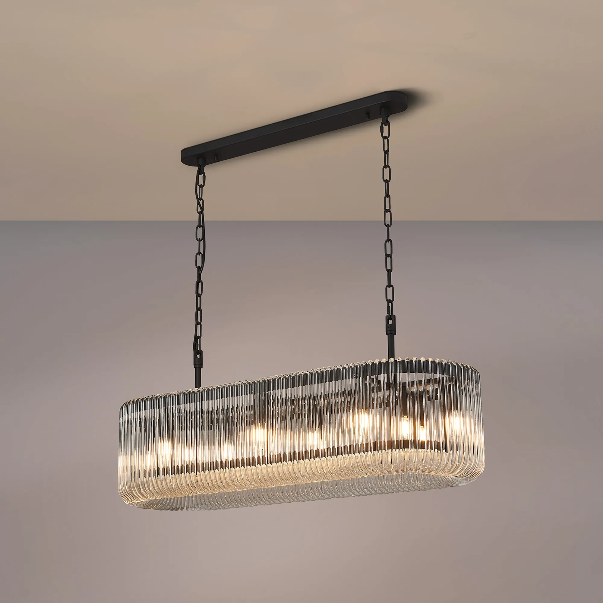 Jonas 100 x 35cm Oval Linear Pendant - Various Finishes - Image 13