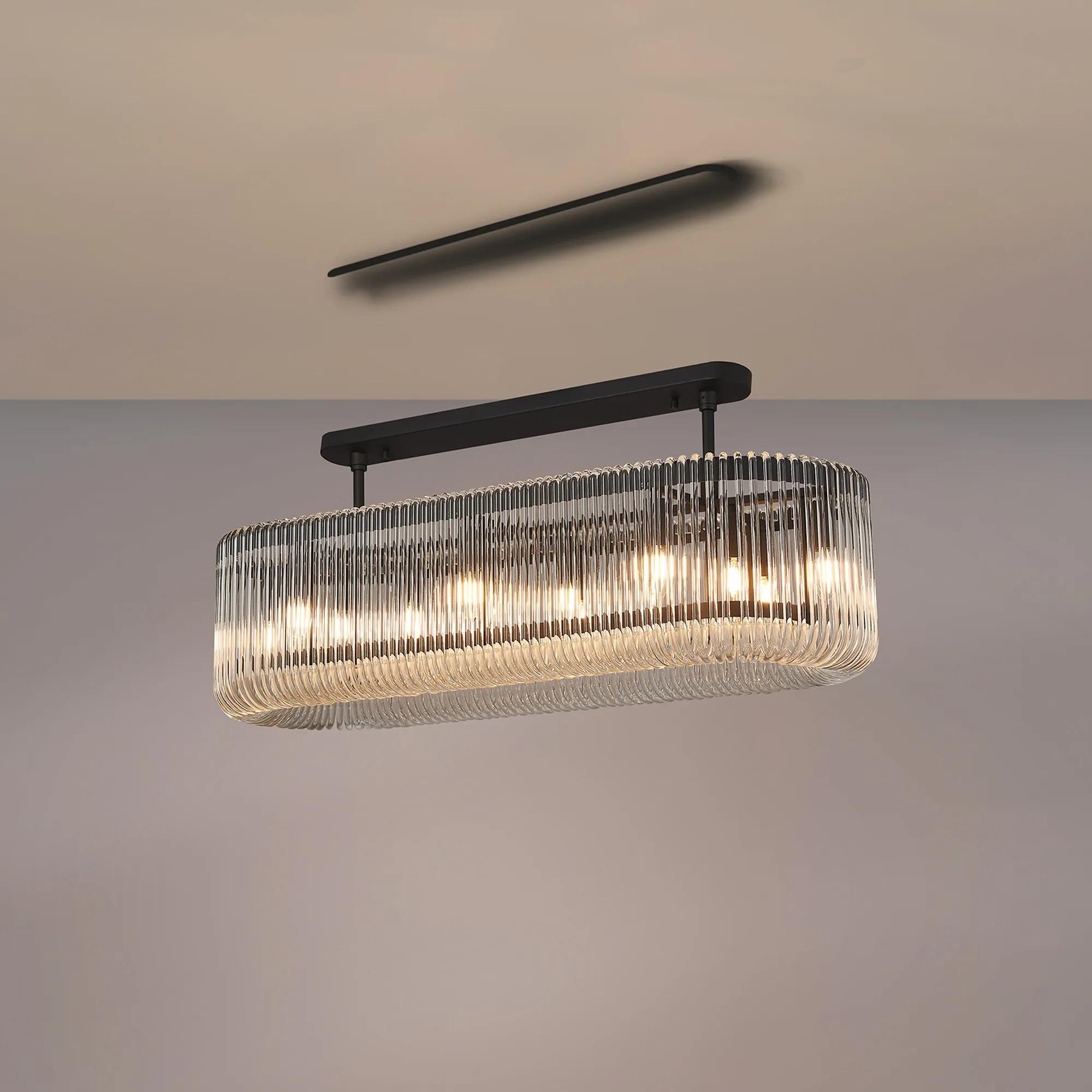 Jonas 100 x 35cm Oval Linear Pendant - Various Finishes - Image 15
