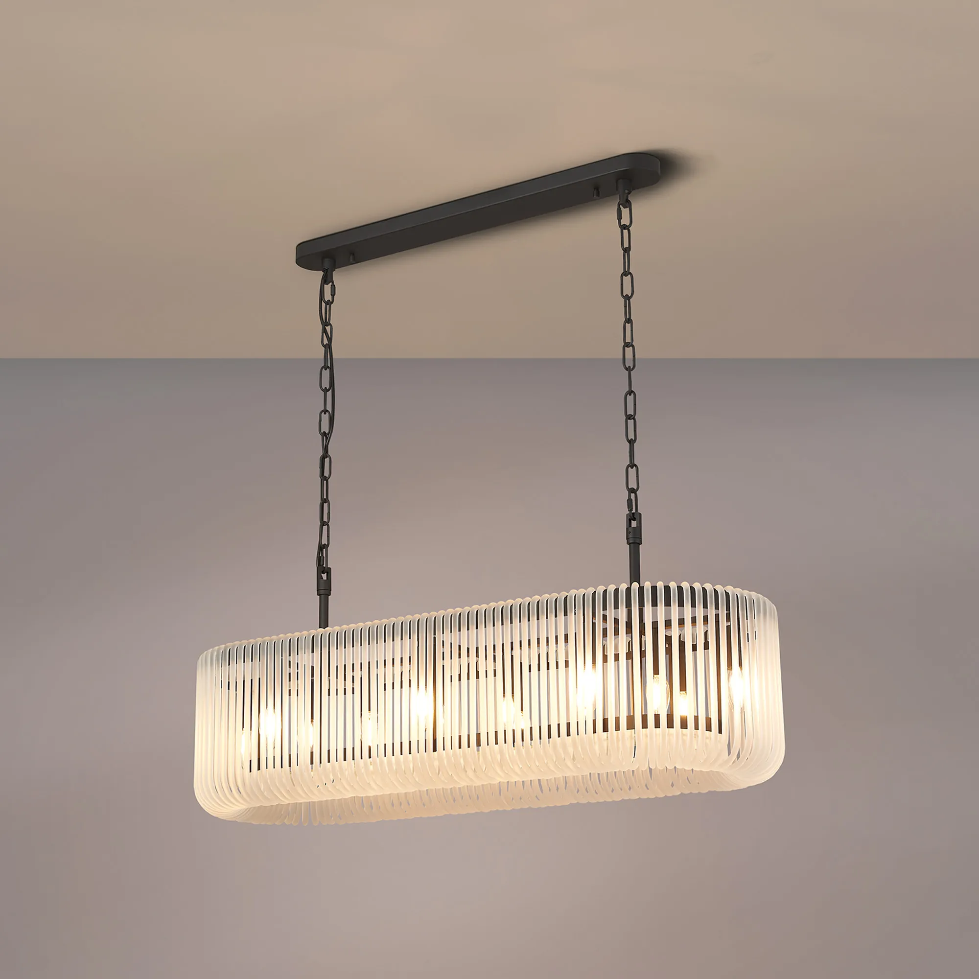 Jonas 100 x 35cm Oval Linear Pendant - Various Finishes - Image 17