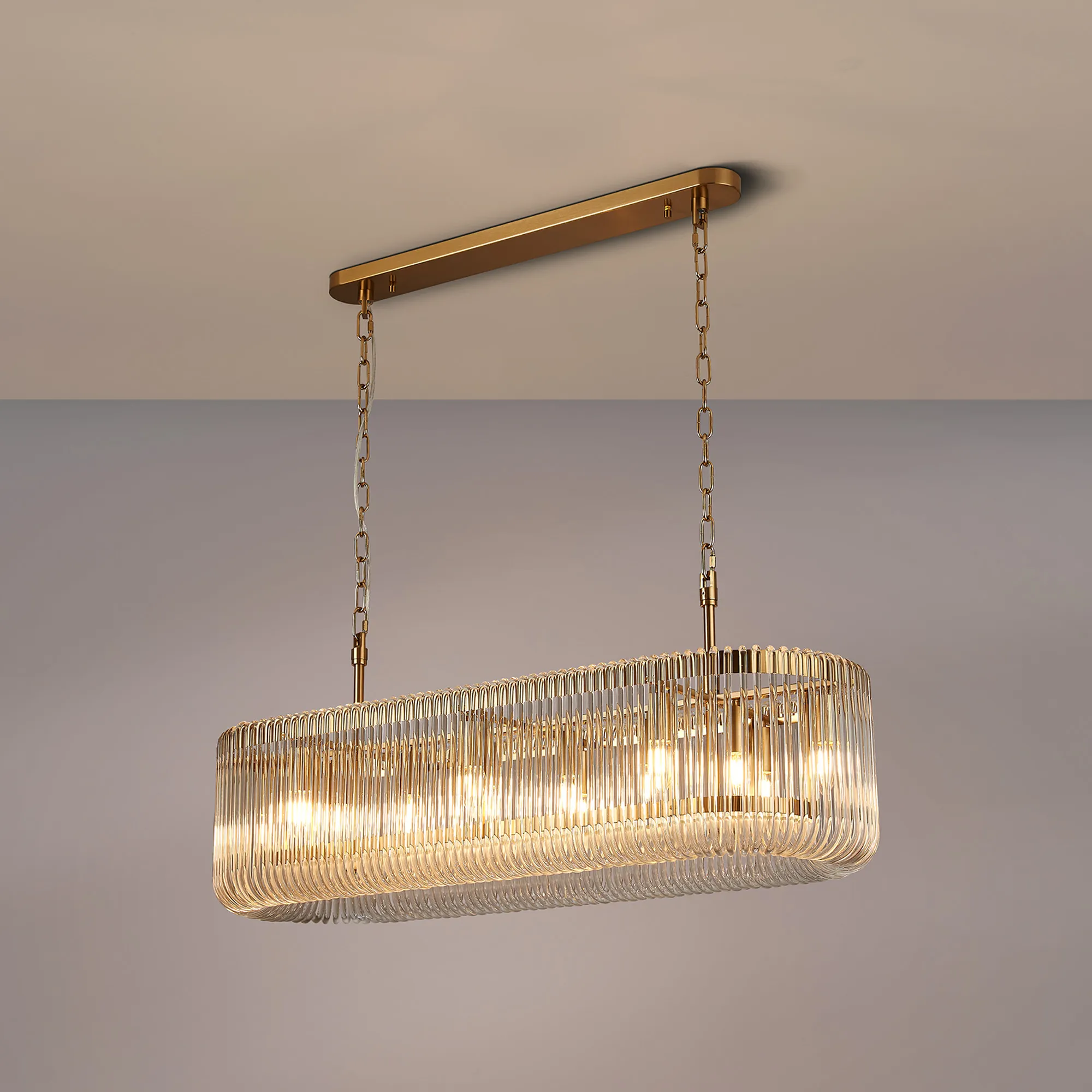 Jonas 100 x 35cm Oval Linear Pendant - Various Finishes - Image 28