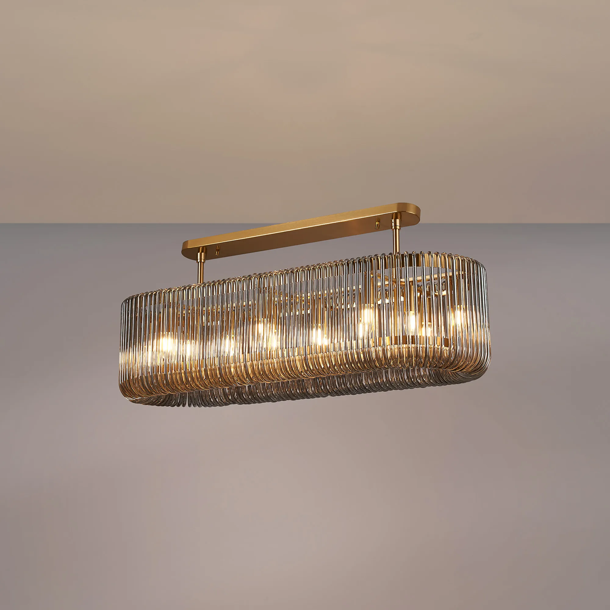 Jonas 100 x 35cm Oval Linear Pendant - Various Finishes - Image 35