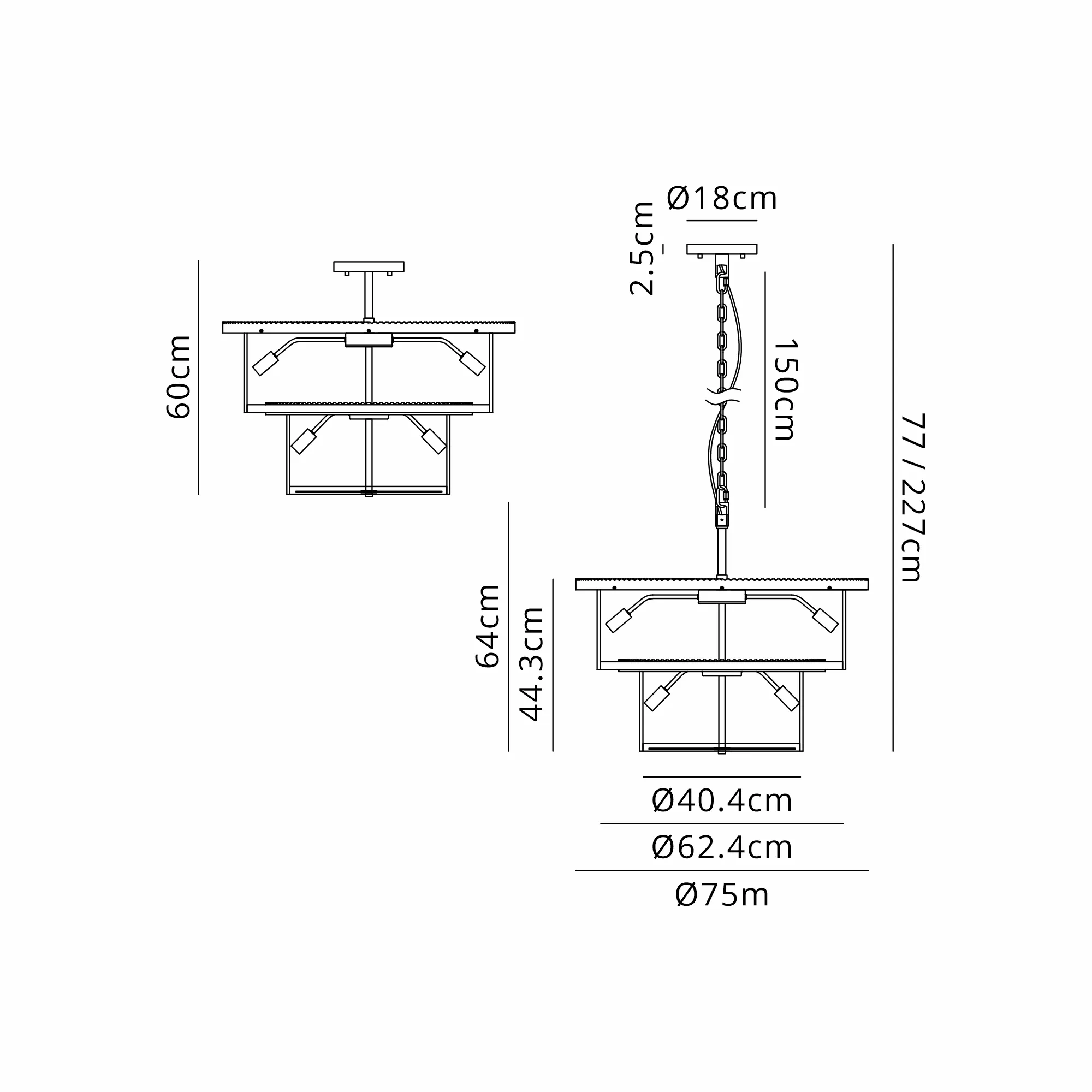Jonas 2/3 Tier Chandelier- Various Finishes - Image 65