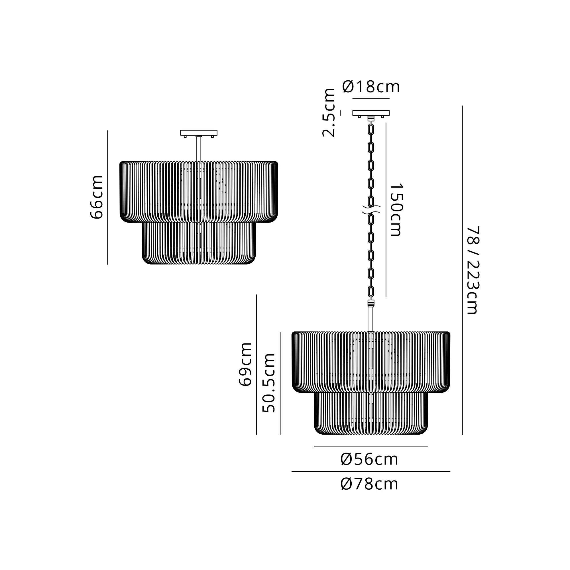 Jonas 2/3 Tier Chandelier- Various Finishes - Image 67