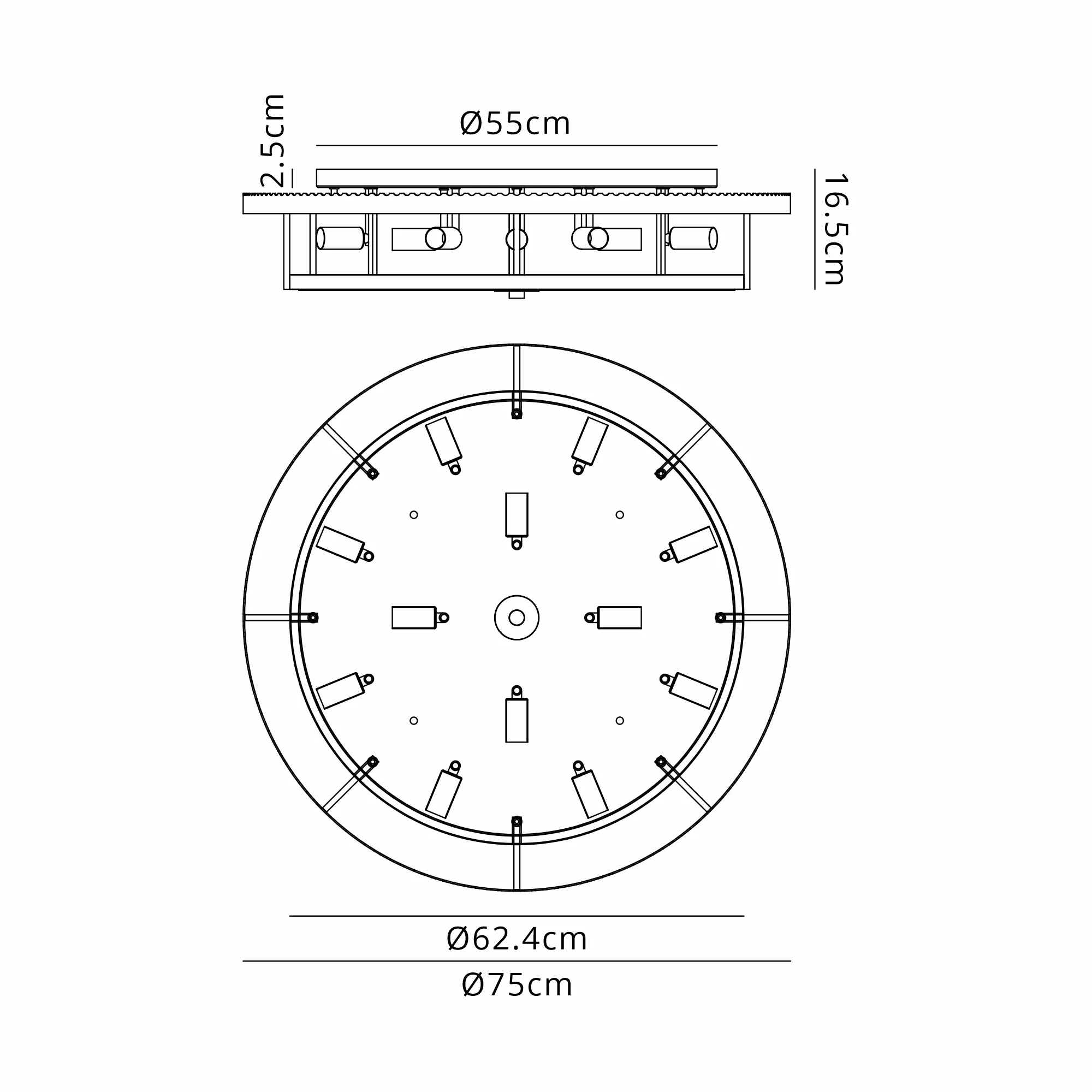 Jonas Round Flush Ceiling Light- Various Sizes & Finishes - Image 16