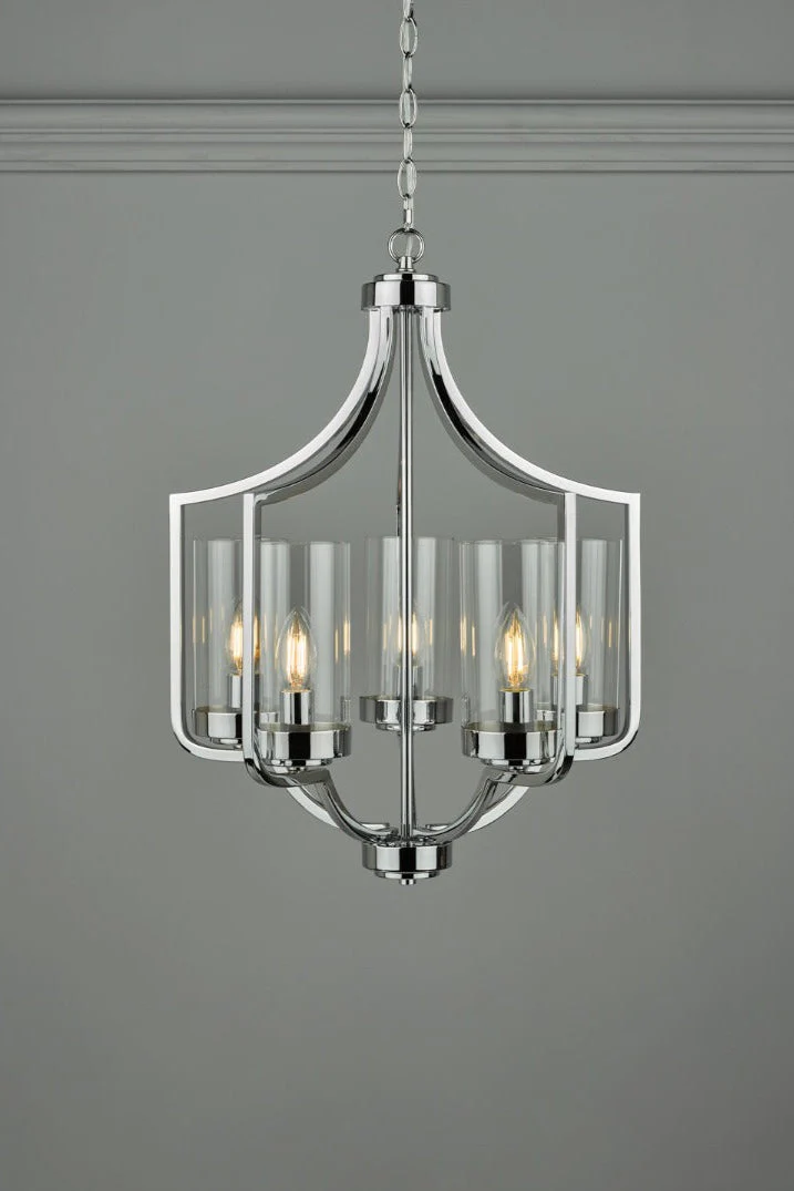 Joseph 3/5Lt Chandelier Antique Brass/Polished Chrome - Image 11