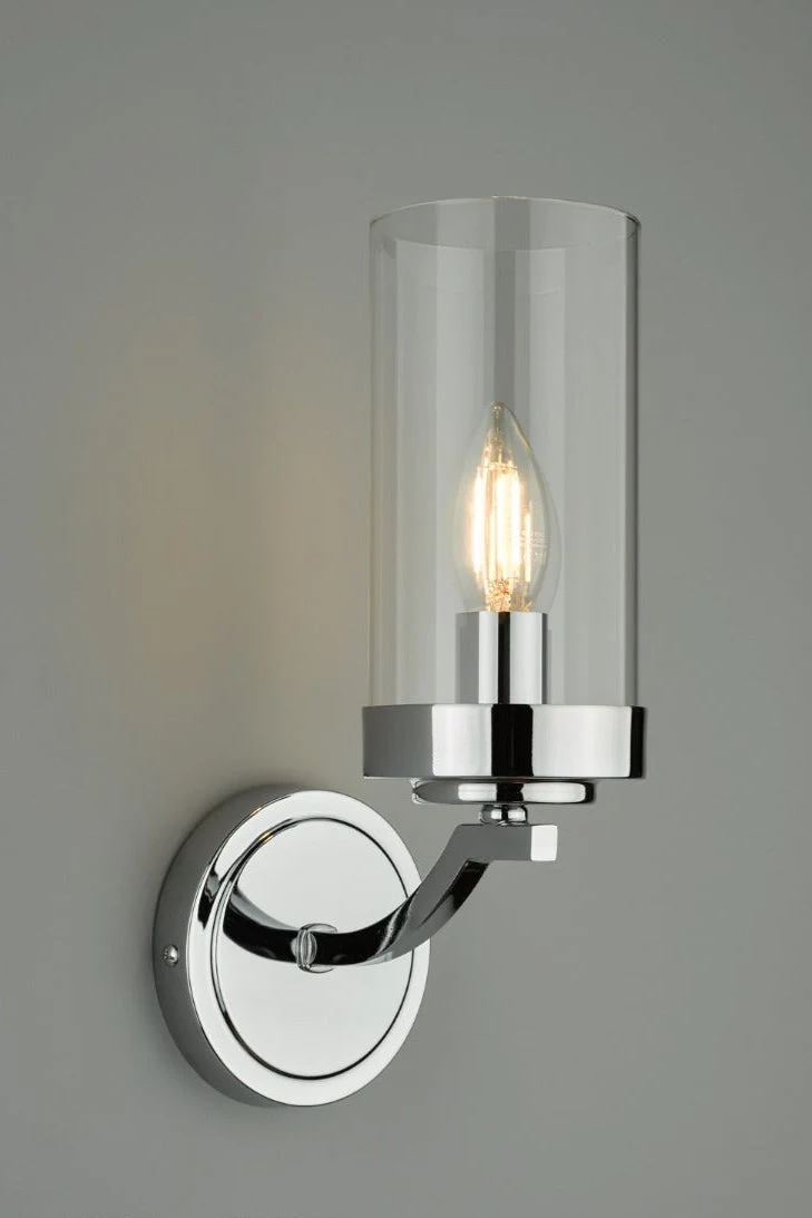 Joseph Wall Light Polished Chrome/Antique Brass Glass E14 - Image 3