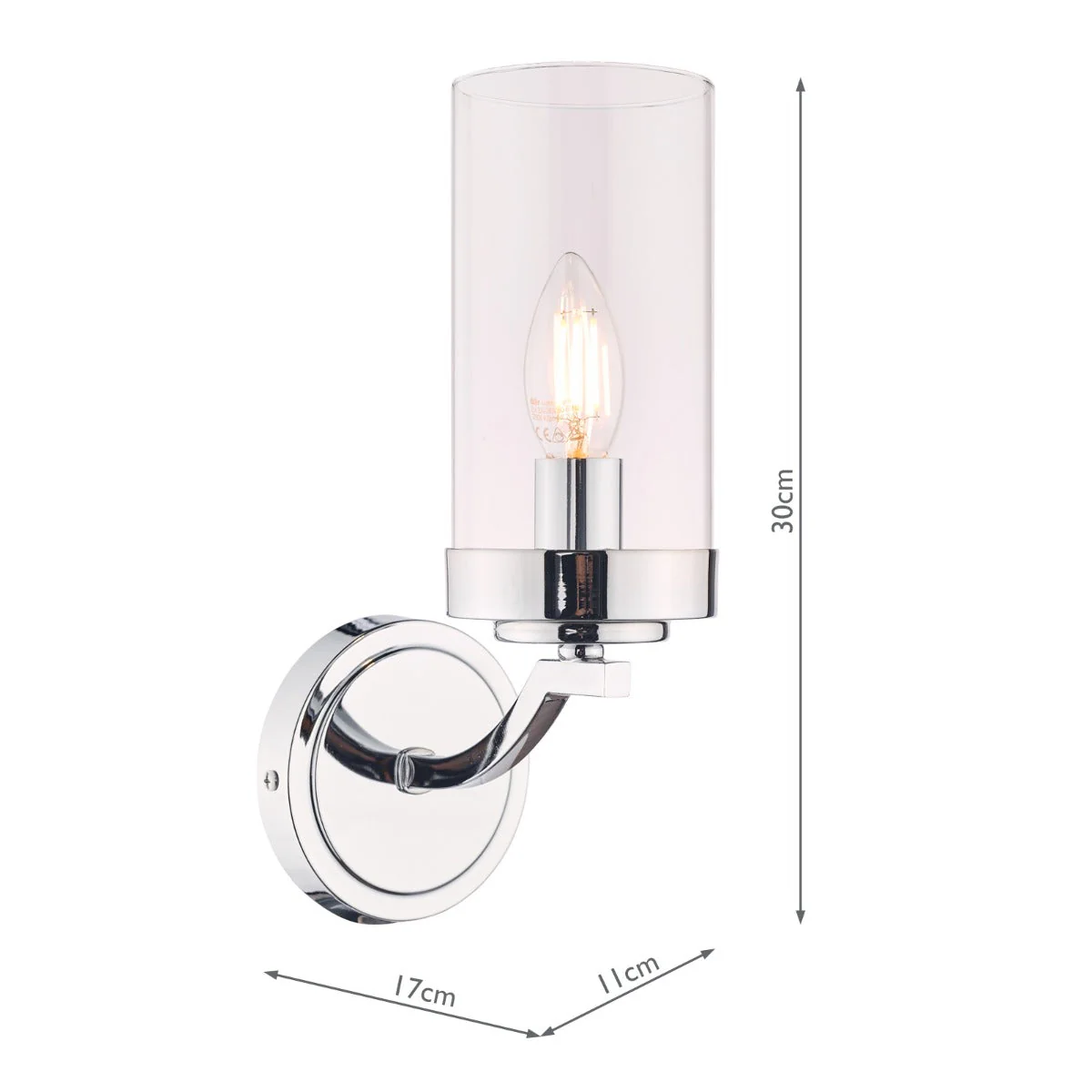 Joseph Wall Light Polished Chrome/Antique Brass Glass E14 - Image 4