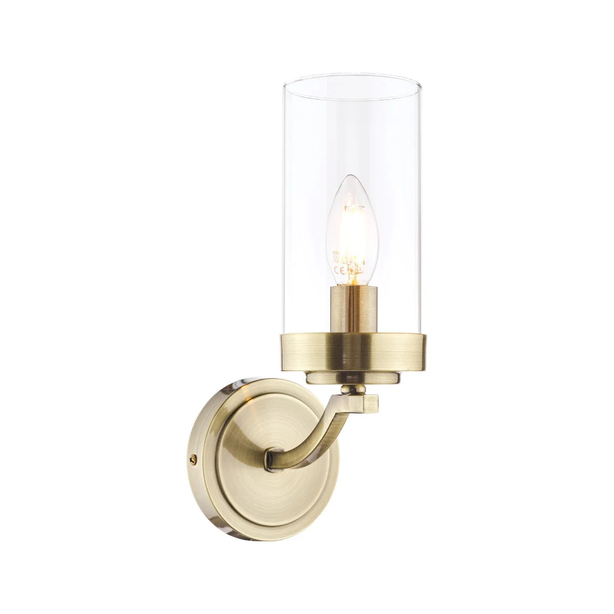Joseph Wall Light Polished Chrome/Antique Brass Glass E14 - Image 5