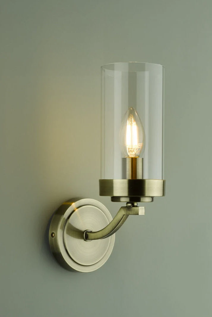 Joseph Wall Light Polished Chrome/Antique Brass Glass E14 - Image 7