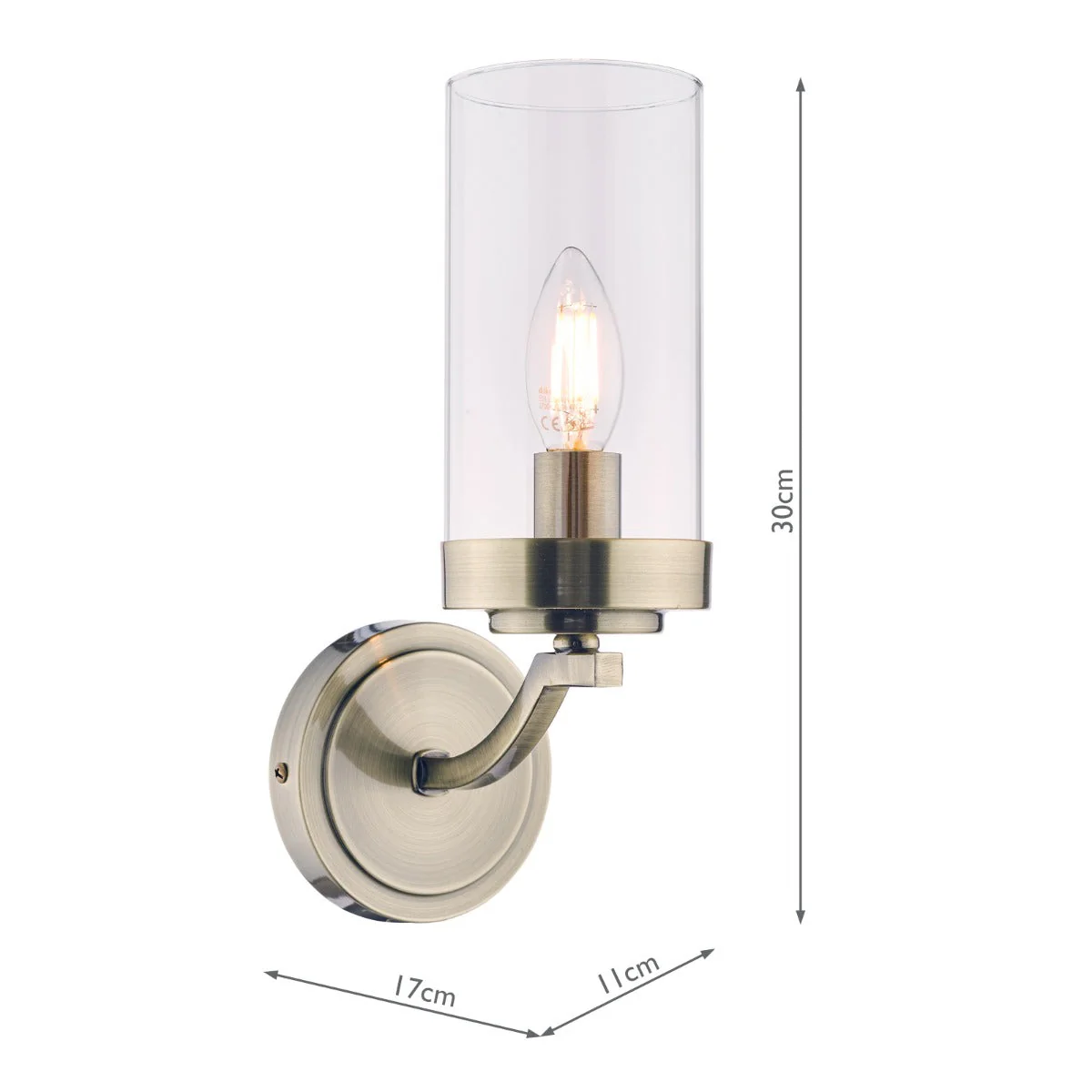 Joseph Wall Light Polished Chrome/Antique Brass Glass E14 - Image 8