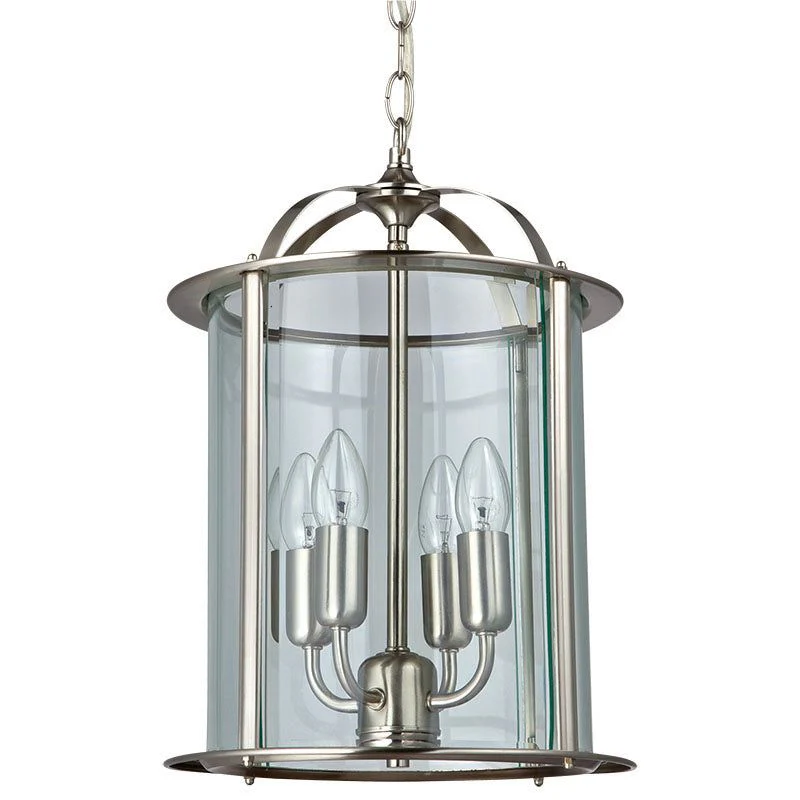 Julian 1Lt/4Lt Round Glass Lantern - Satin Nickel - Image 5