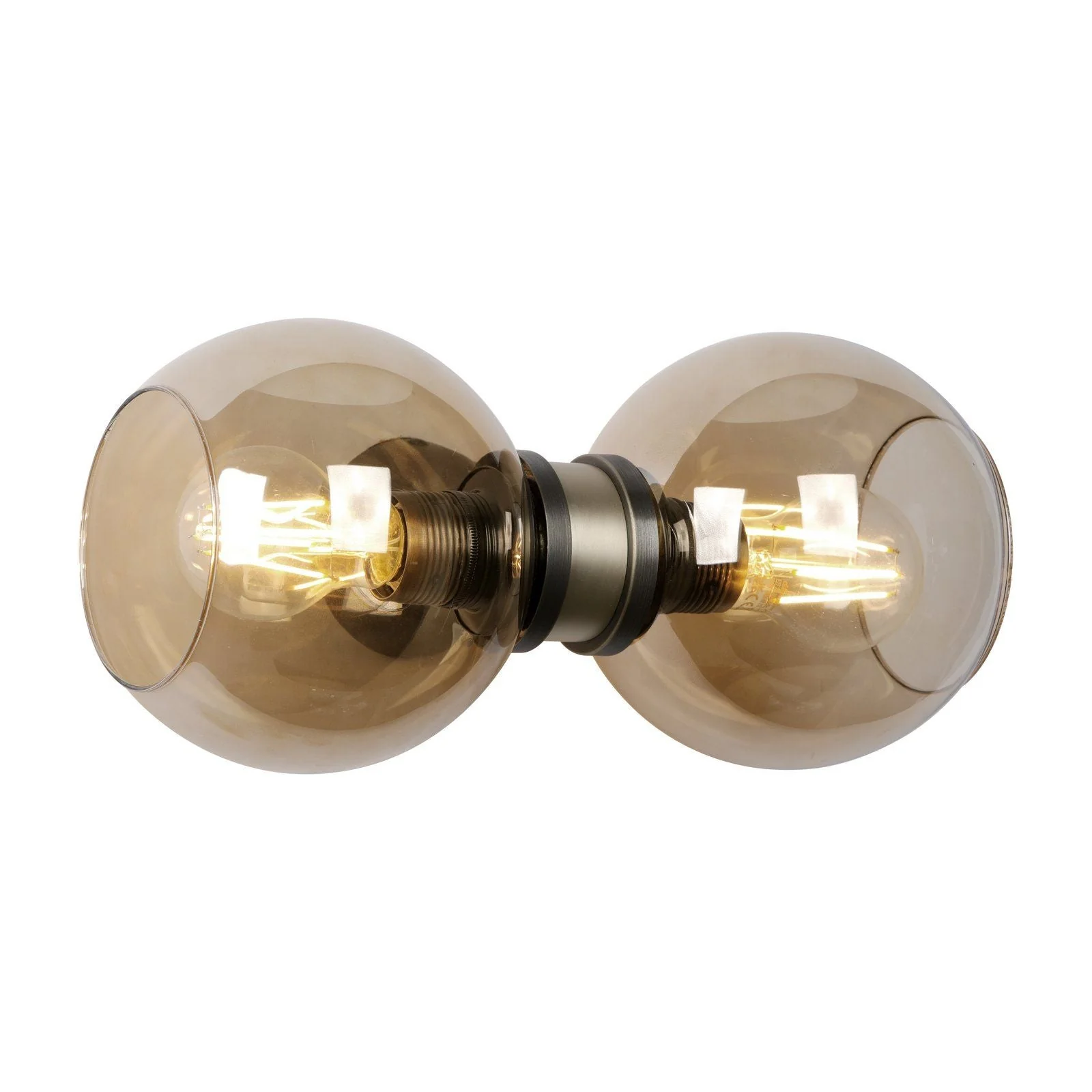 Juno 2 Light Wall Light Antique Brass and Amber Glass - Image 2