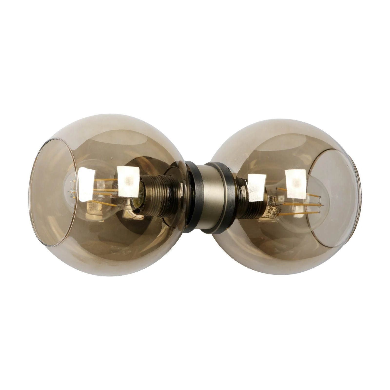 Juno 2 Light Wall Light Antique Brass and Amber Glass - Image 6
