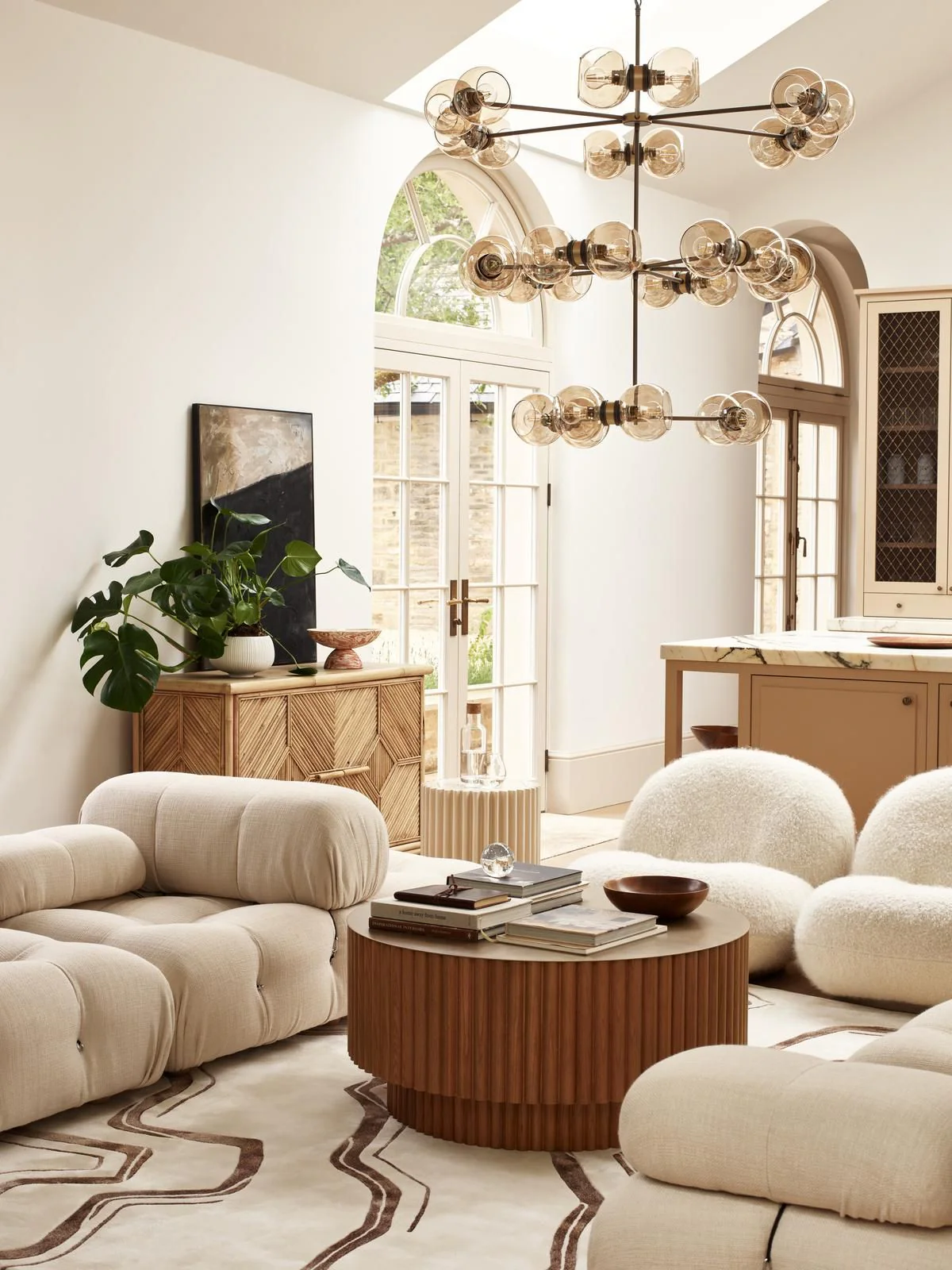 Juno 30 Lt Ceiling Light - Antique Brass and Smoked Glass - Image 2